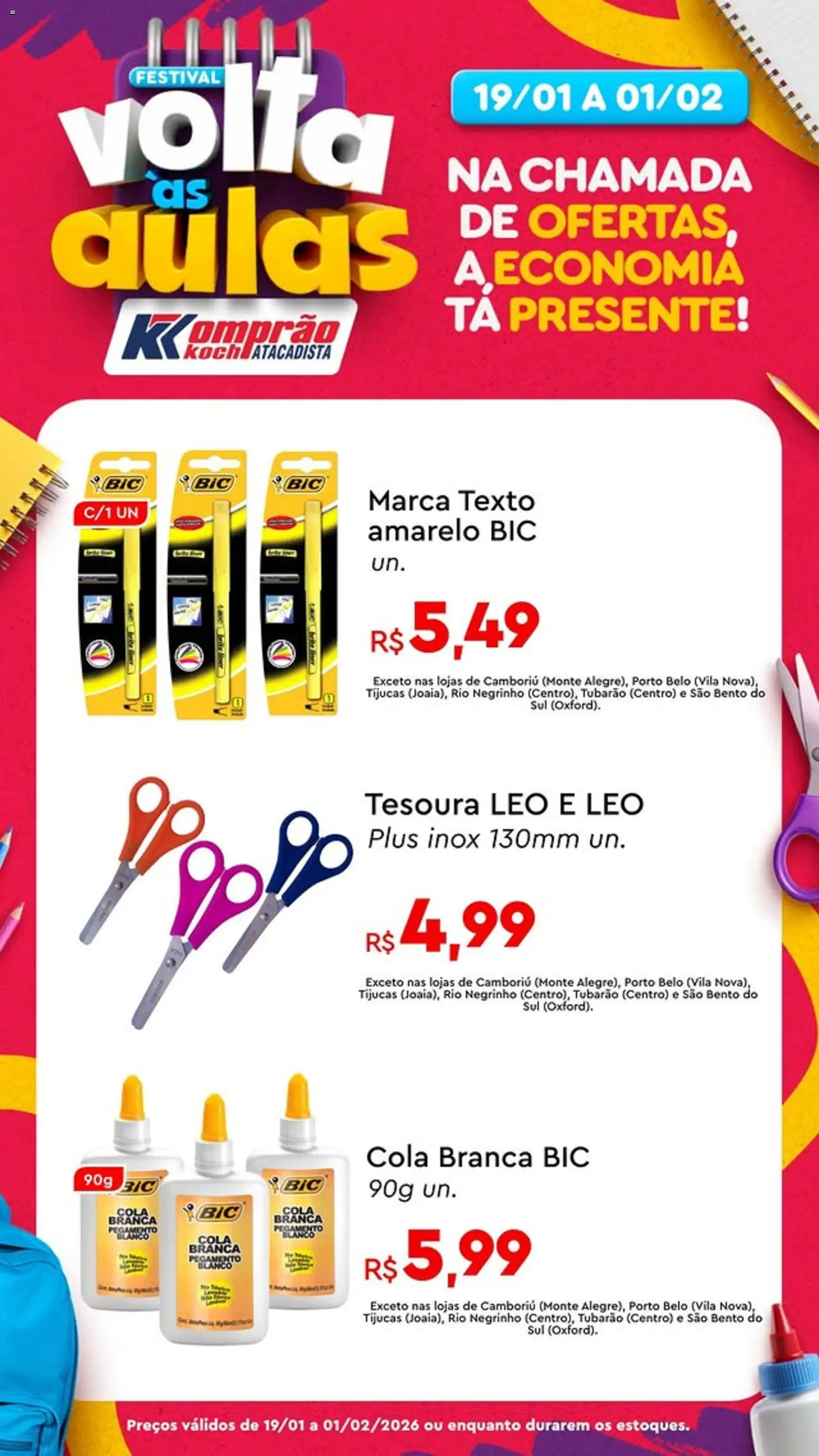 Komprao Atacadista Folheto - válido de 19.01.2026 | Página: 2 | Produtos: Marca texto, Cola, Tesoura