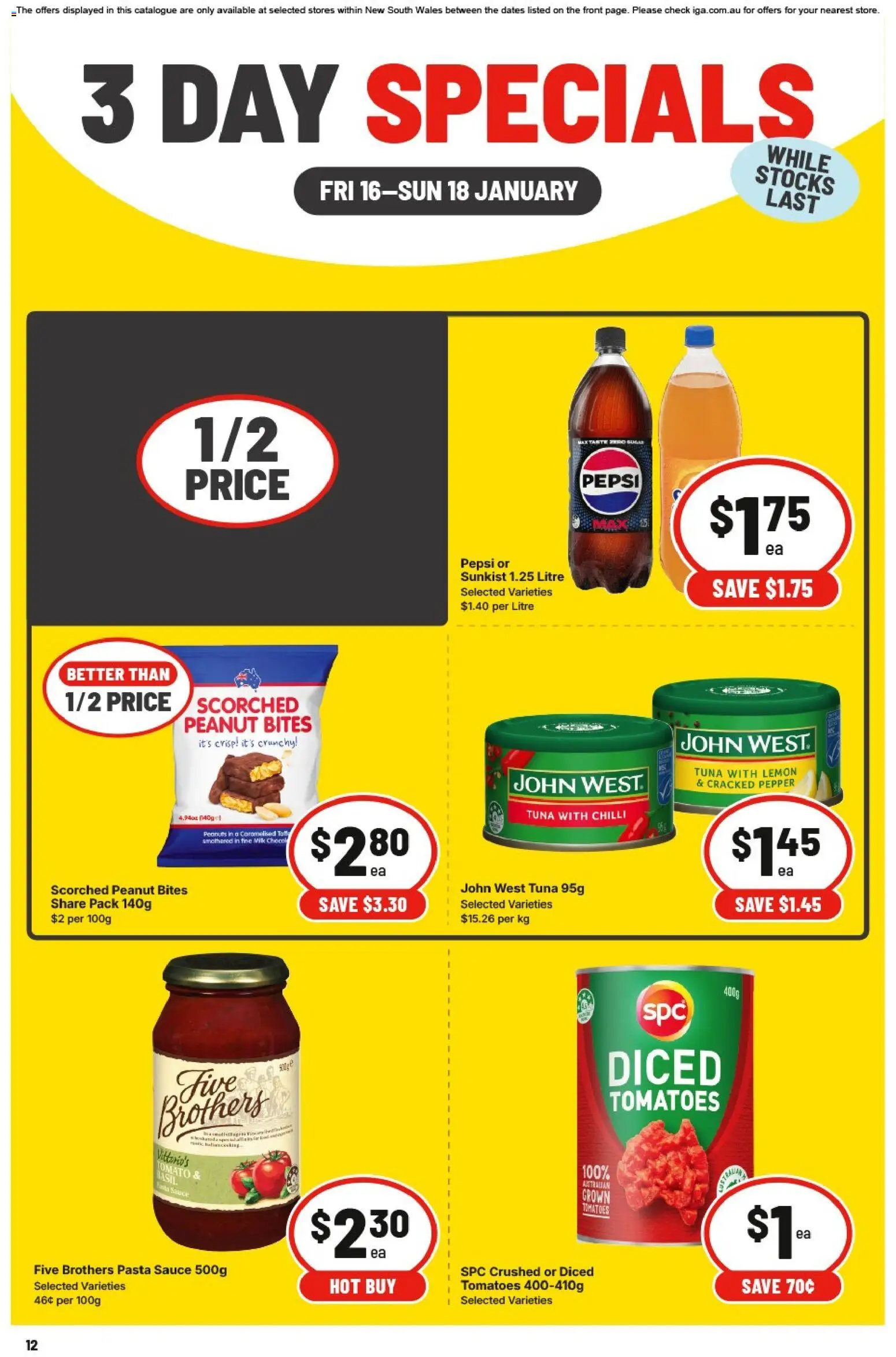 IGA catalogue - valid from 16.01.2026 | Page: 2 | Products: Pepsi, Pasta, Sugar, Lemon