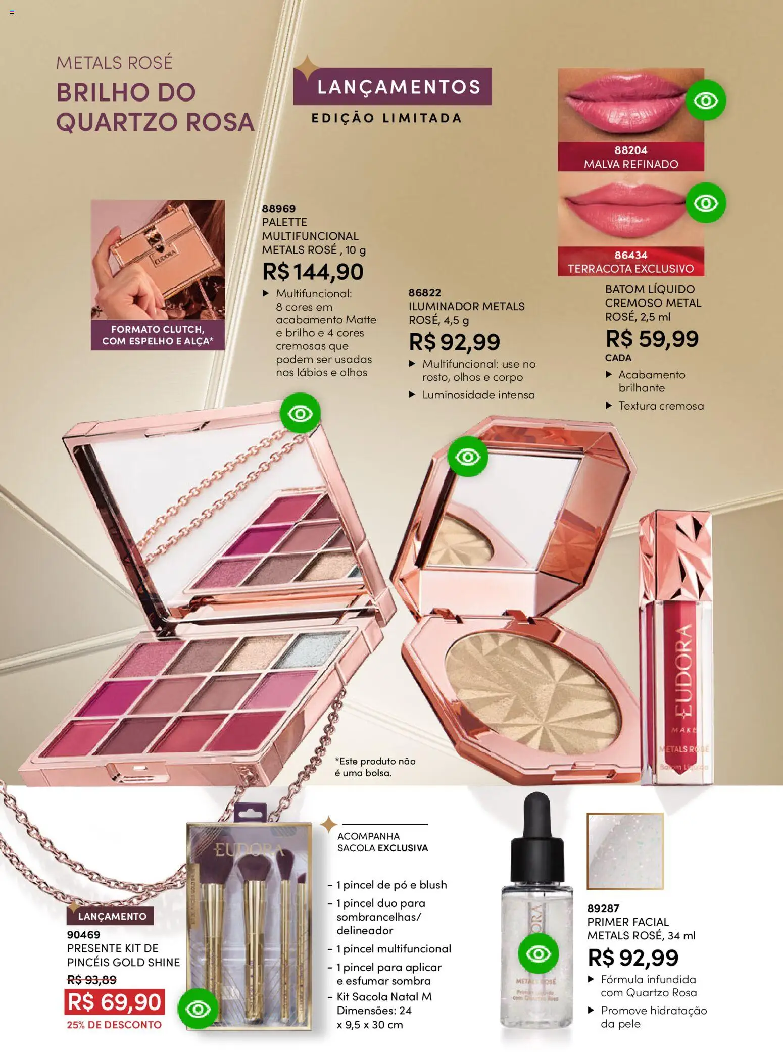 Eudora Folheto - válido de 29.10.2025 | Página: 75 | Produtos: Blush, Pincel, Iluminador, Primer