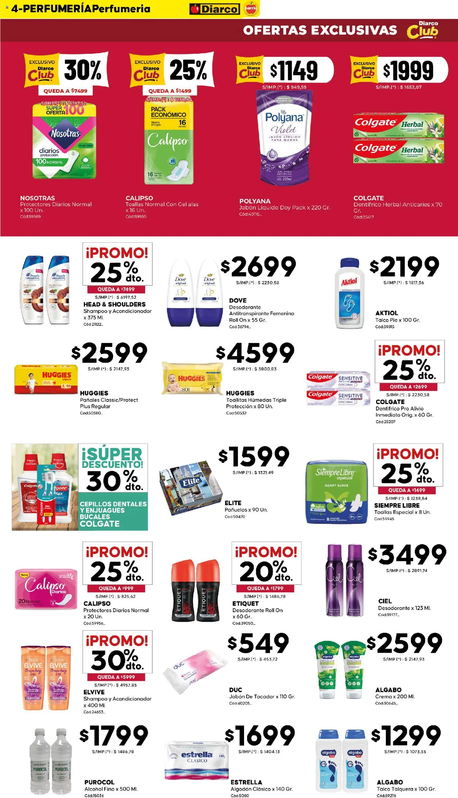 Diarco - Ofertas Diarco Barrio │ válido desde el 17.11.2025 | Página: 4 | Productos: Toallas, Jabón líquido, Acondicionador, Desodorante