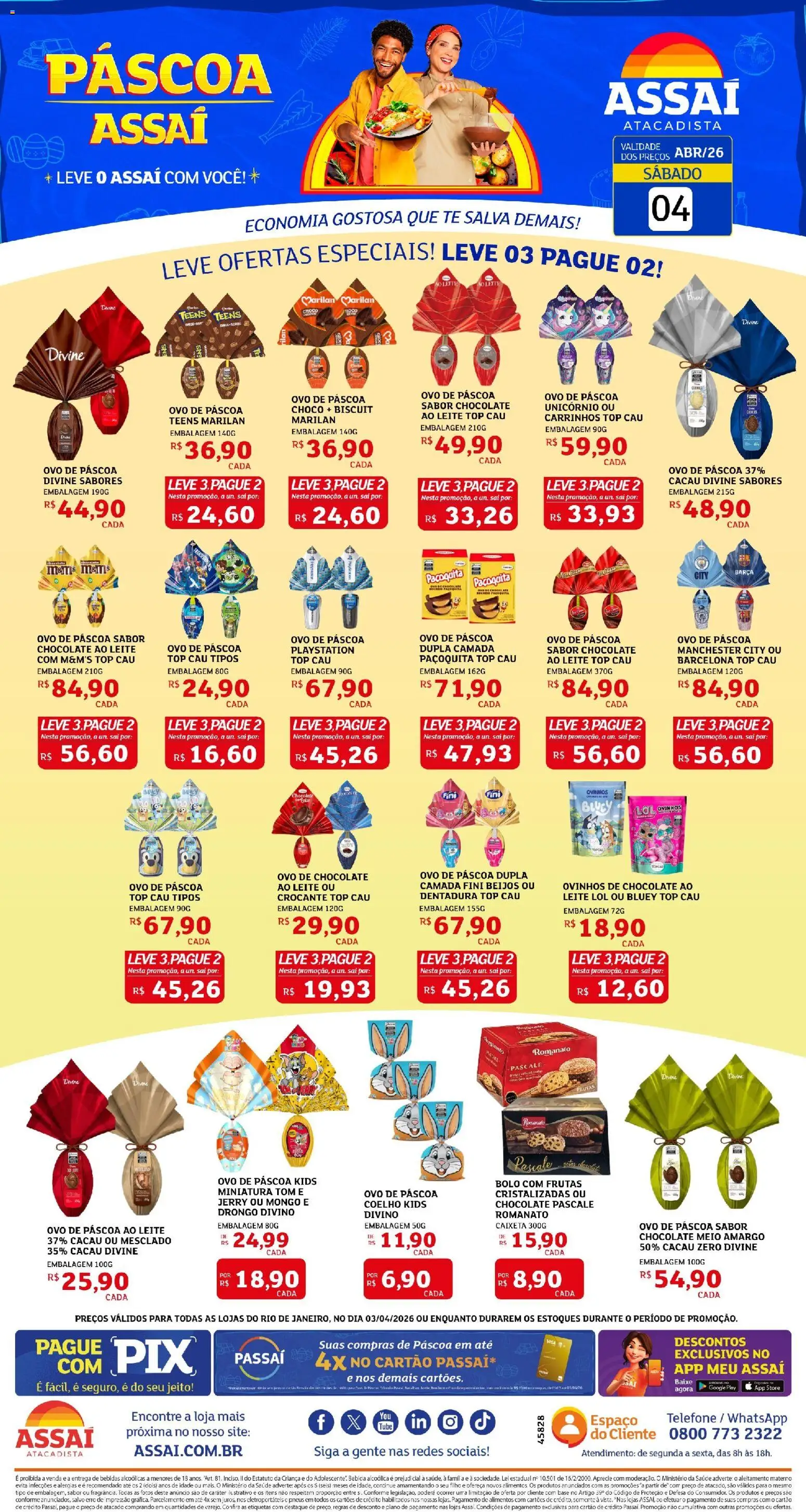 Assaí Atacadista Folheto - válido de 04.04.2026 | Página: 1 | Produtos: Ovo de páscoa, Pneus, Bebida, Sal