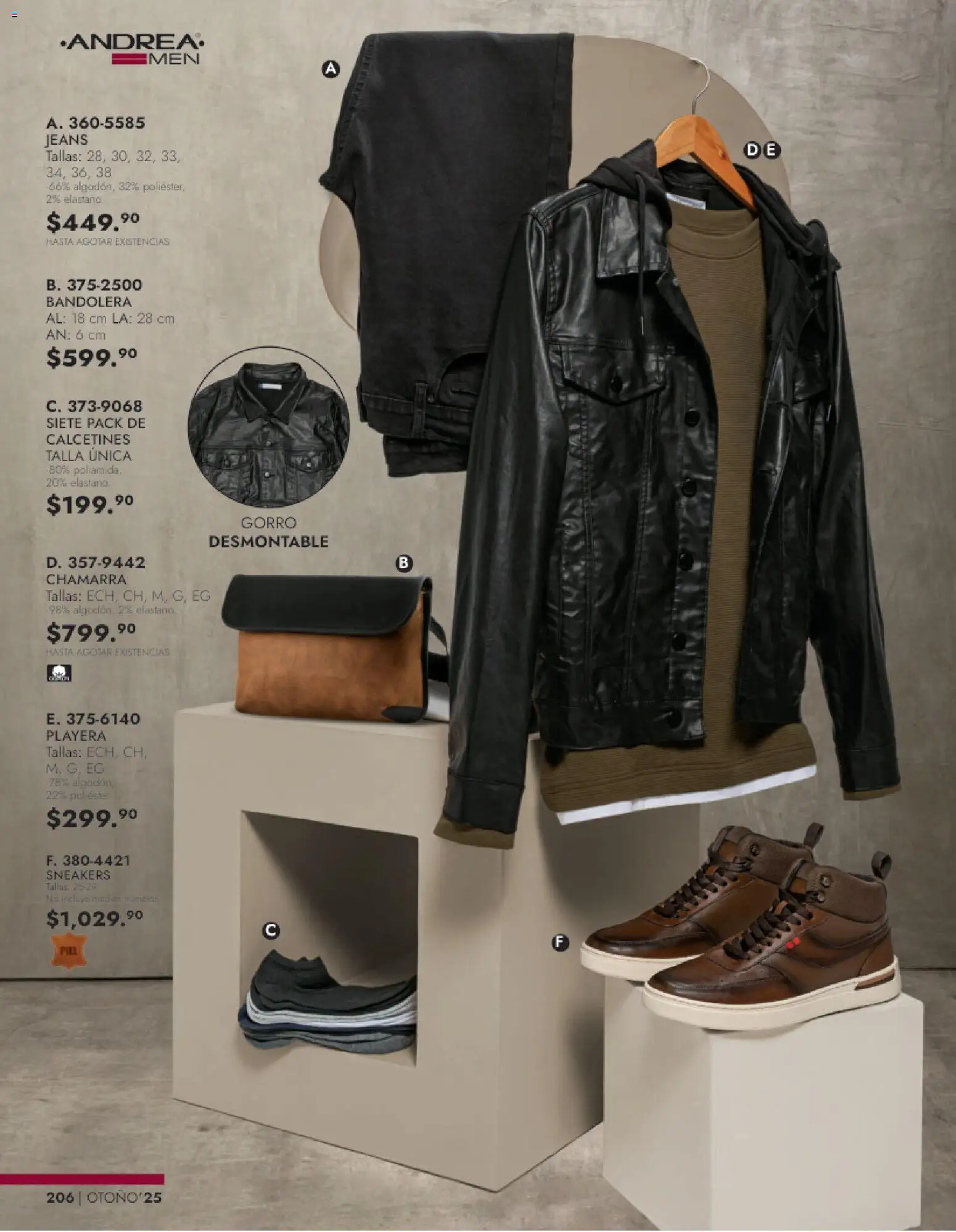 Nuevas ofertas de Andrea válidas en toda la República Mexicana desde el 26.11.2025. ¡Encuentra las mejores ofertas en Andrea catálogo Vestir Caballero otoño! | Página: 44 | Productos: Chamarra, Playera