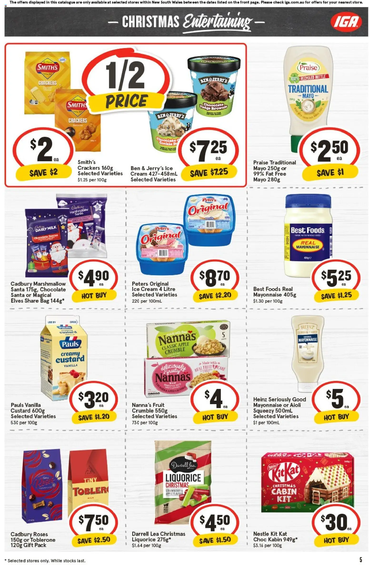 IGA catalogue - valid from 05.11.2025 | Page: 5 | Products: Chocolate, Ice cream, Mayonnaise, Bag