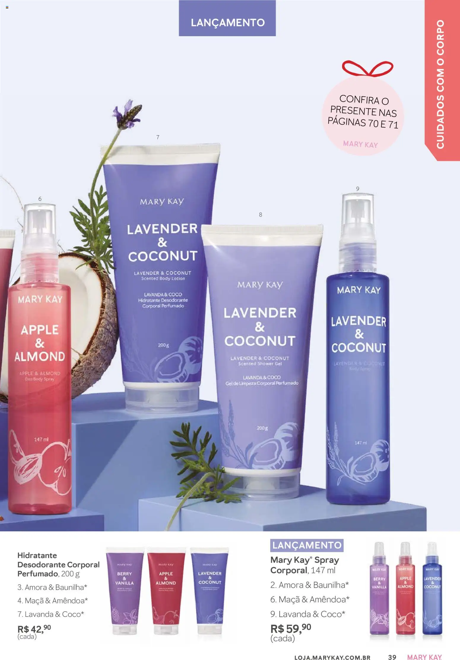 Mary Kay Folheto - válido de 01.11.2025 | Página: 39 | Produtos: Coco, Desodorante, Gel de limpeza, Body