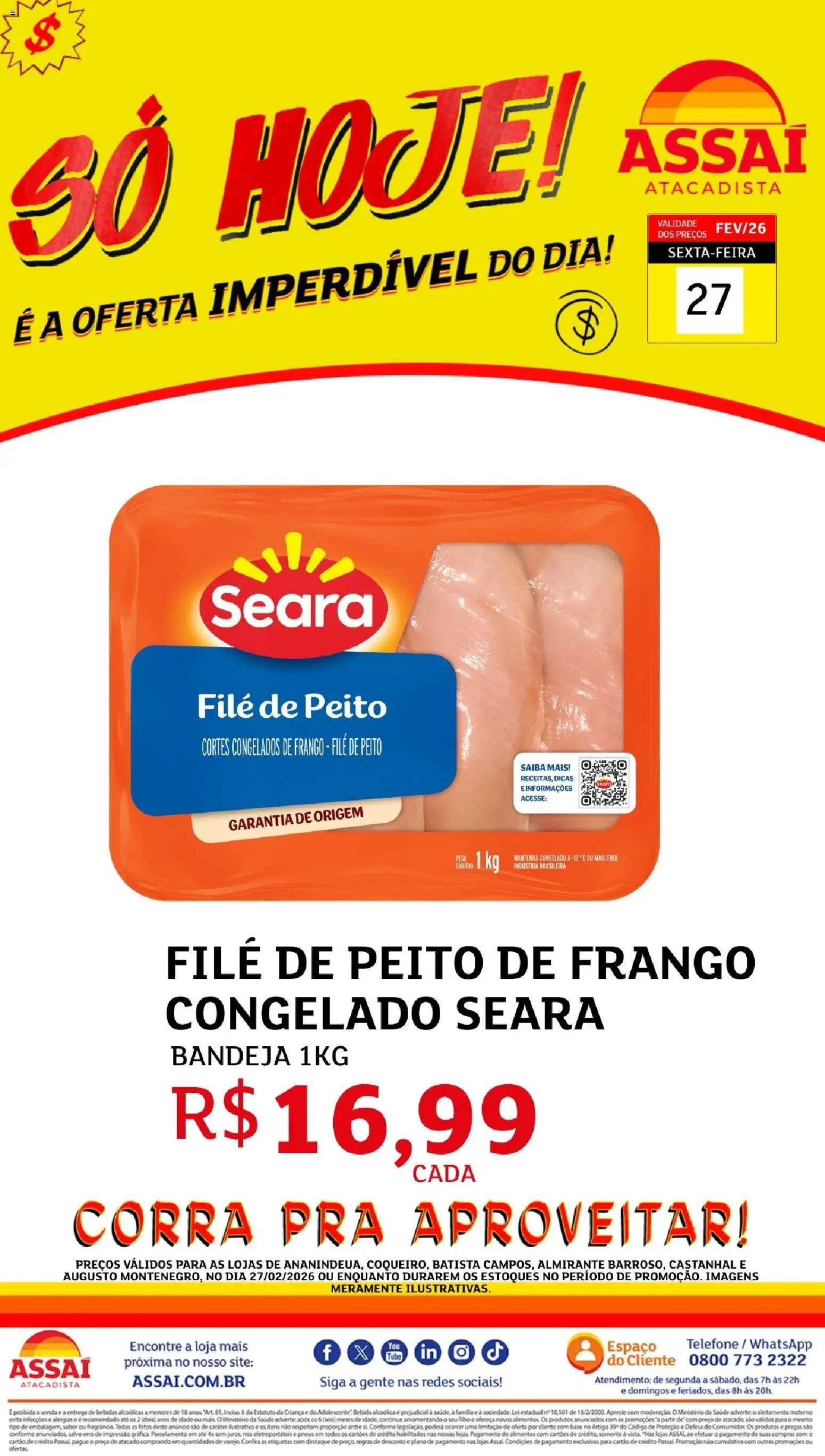 Assaí Atacadista Folheto - válido de 27.02.2026 | Página: 1 | Produtos: Pneus, Base, Bandeja, Telefone