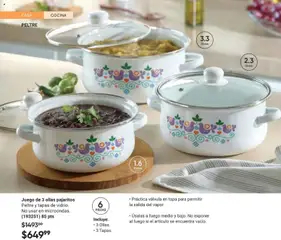 Vista previa de Juego de 3 ollas pajaritos, Peltre y tapas de vidrio. No usar en microondas. Incluye: 3 Ollas, 3 Tapas., nuevo folleto de la tienda, válido en México a partir del 10.01.2026 | Página: 66