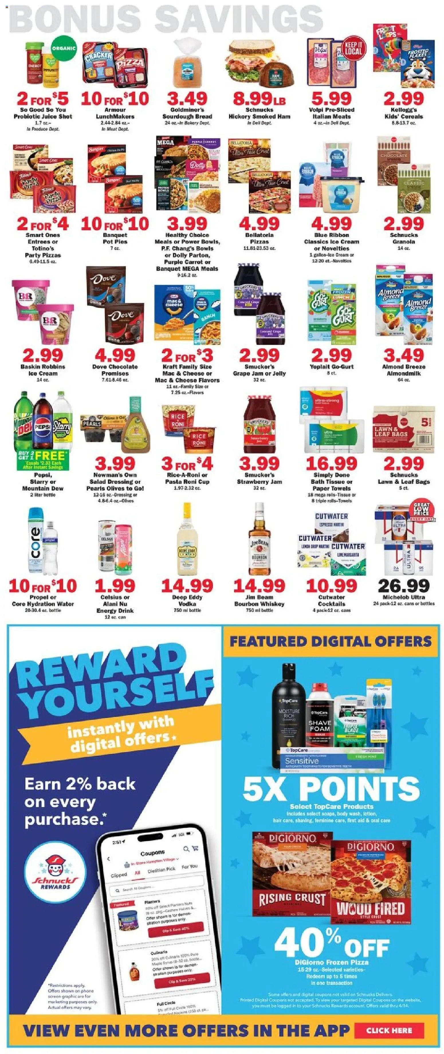 Schnucks Weekly Ad - valid from 08.04.2026 | Page: 5 | Products: Cream, Vodka, Ice cream, Phone