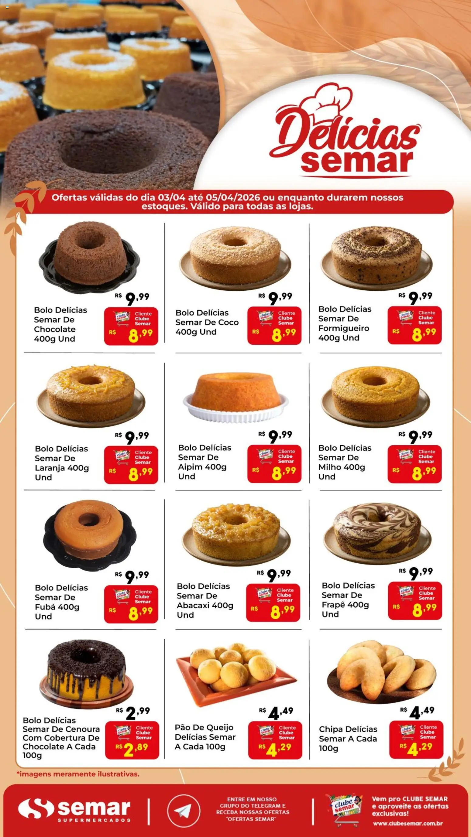 Semar Supermercado Folheto - válido de 03.04.2026 | Página: 1 | Produtos: Coco, Fubá, Pão, Bolo