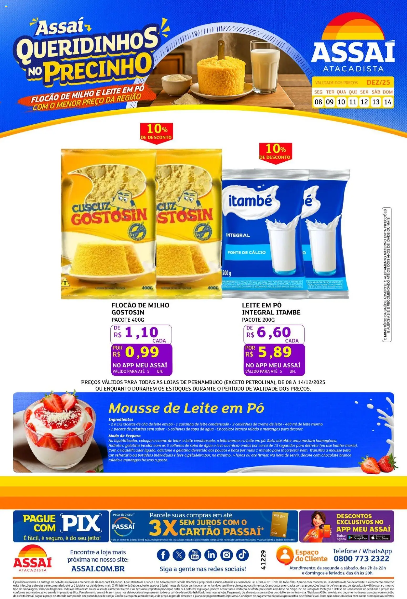 Assaí Atacadista Folheto - válido de 08.12.2025 | Página: 1 | Produtos: Chocolate, Bebida, Creme de leite, Gelatina
