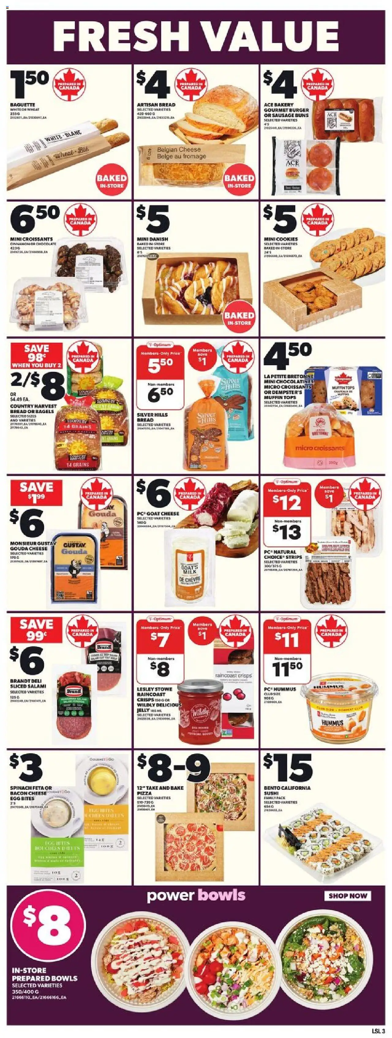 Loblaws flyer valid from 21.08.2025 | Page: 8 | Products: Bakery, Cheese, Bread, Salami
