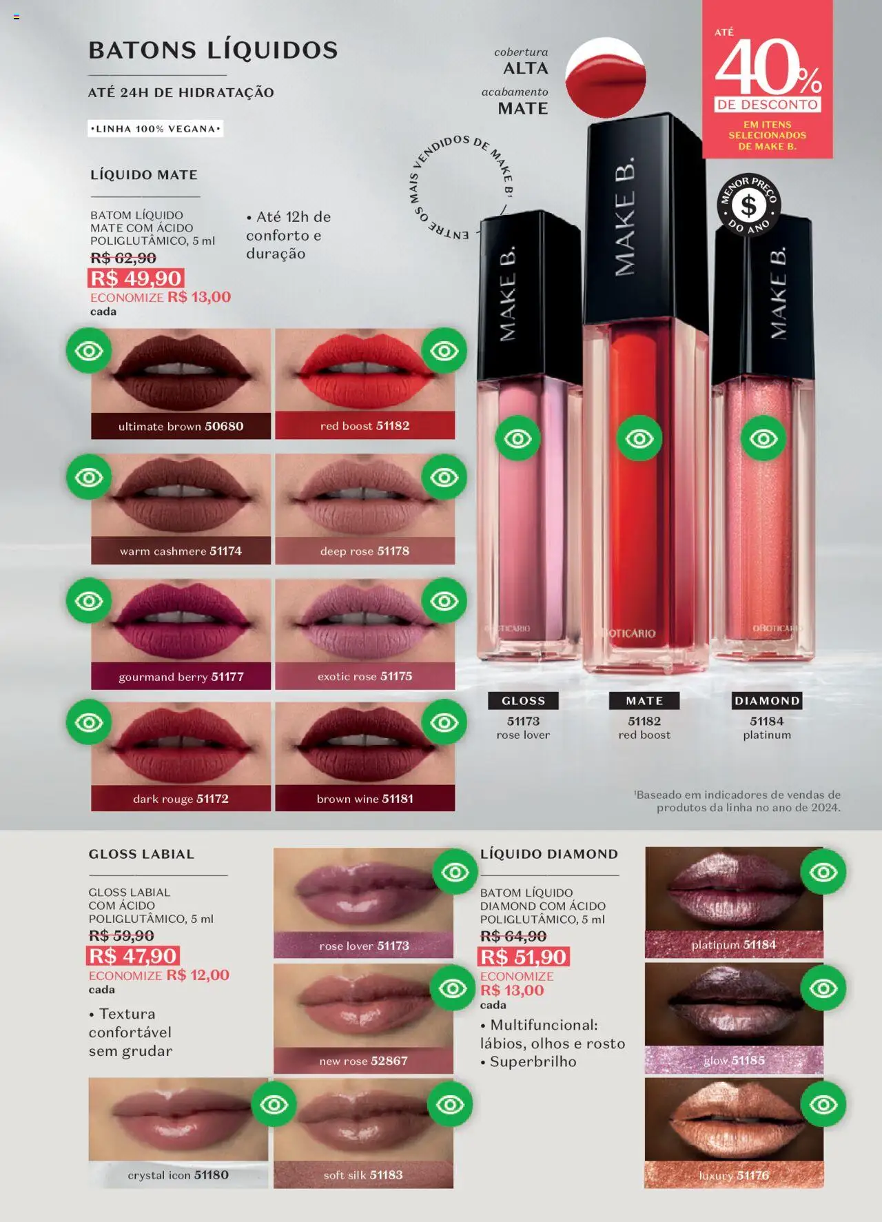 O Boticário Folheto - válido de 11.08.2025 | Página: 132 | Produtos: Batom, Gloss labial, Multifuncional