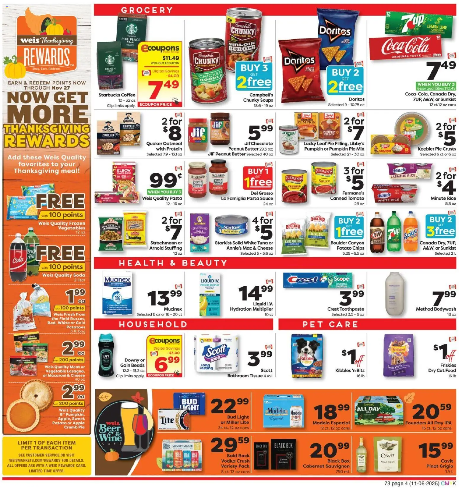Weis Weekly Circular - VA - valid from 06.11.2025 | Page: 4 | Products: Chocolate, Wine, Chips, Crumb Pie