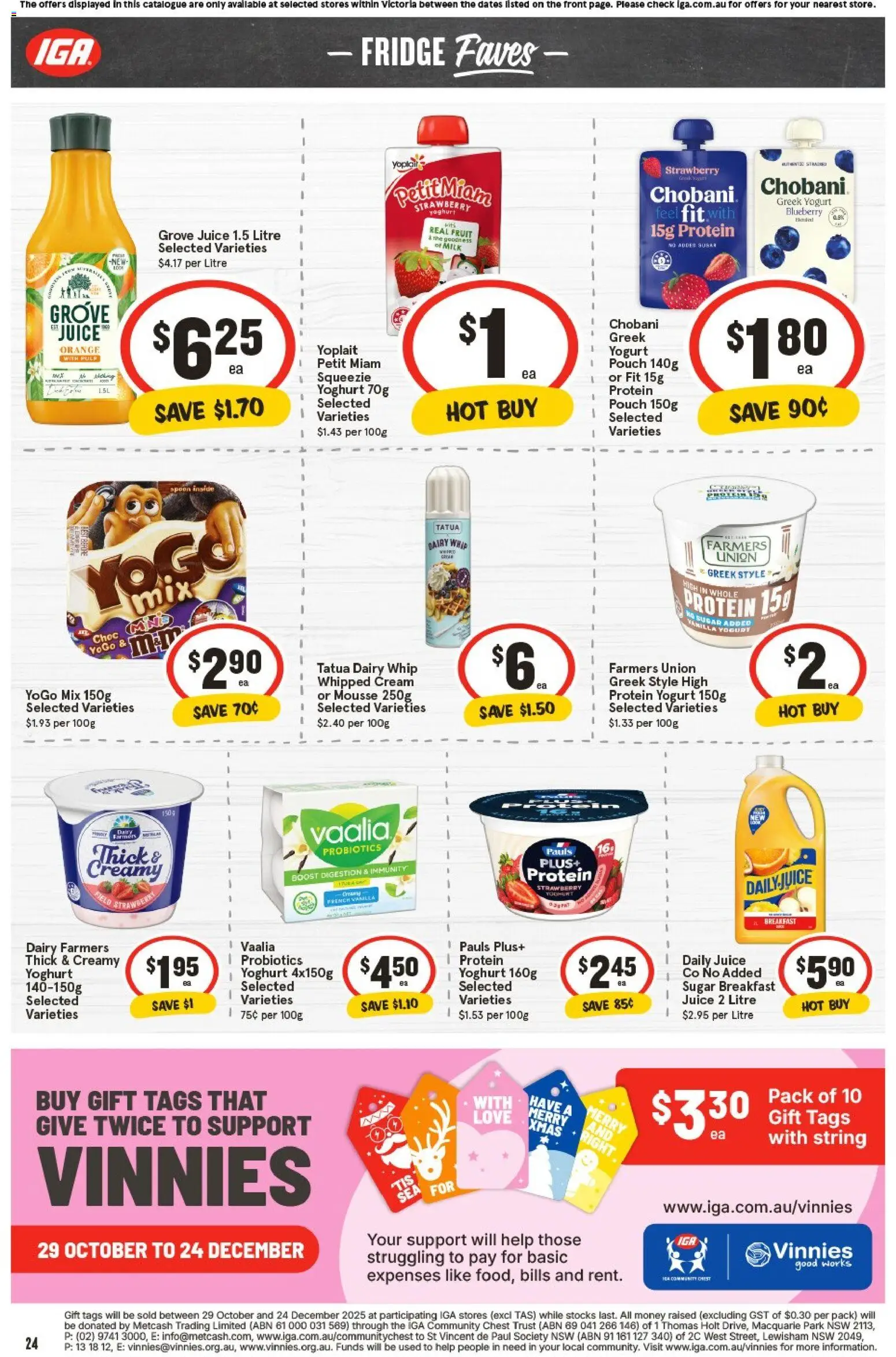 IGA catalogue - valid from 05.11.2025 | Page: 24 | Products: Milk, Yoghurt, Cream, Fridge