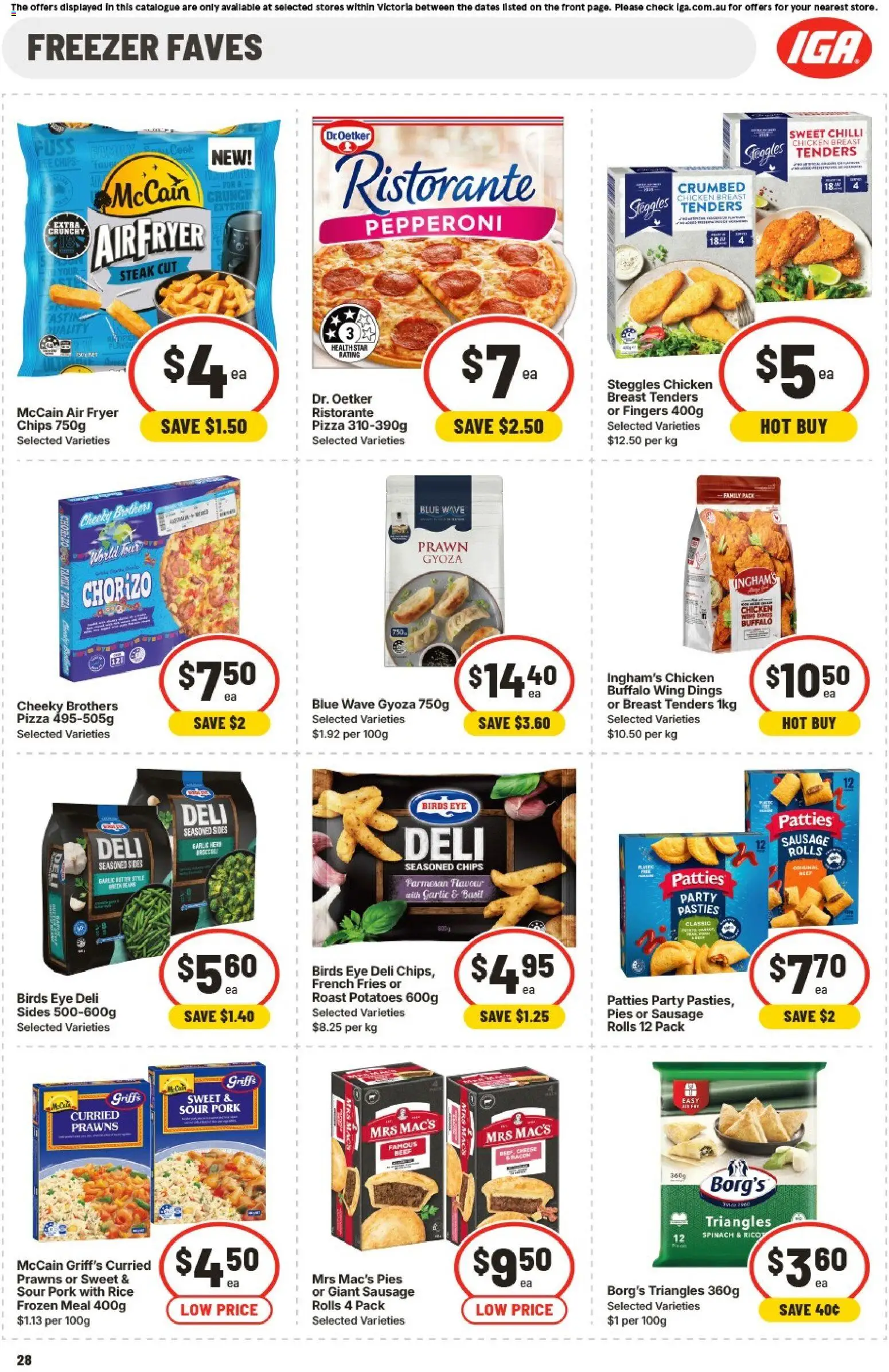 IGA catalogue - valid from 15.04.2026 | Page: 29 | Products: Bacon, Prawns, Potatoes, Sausage