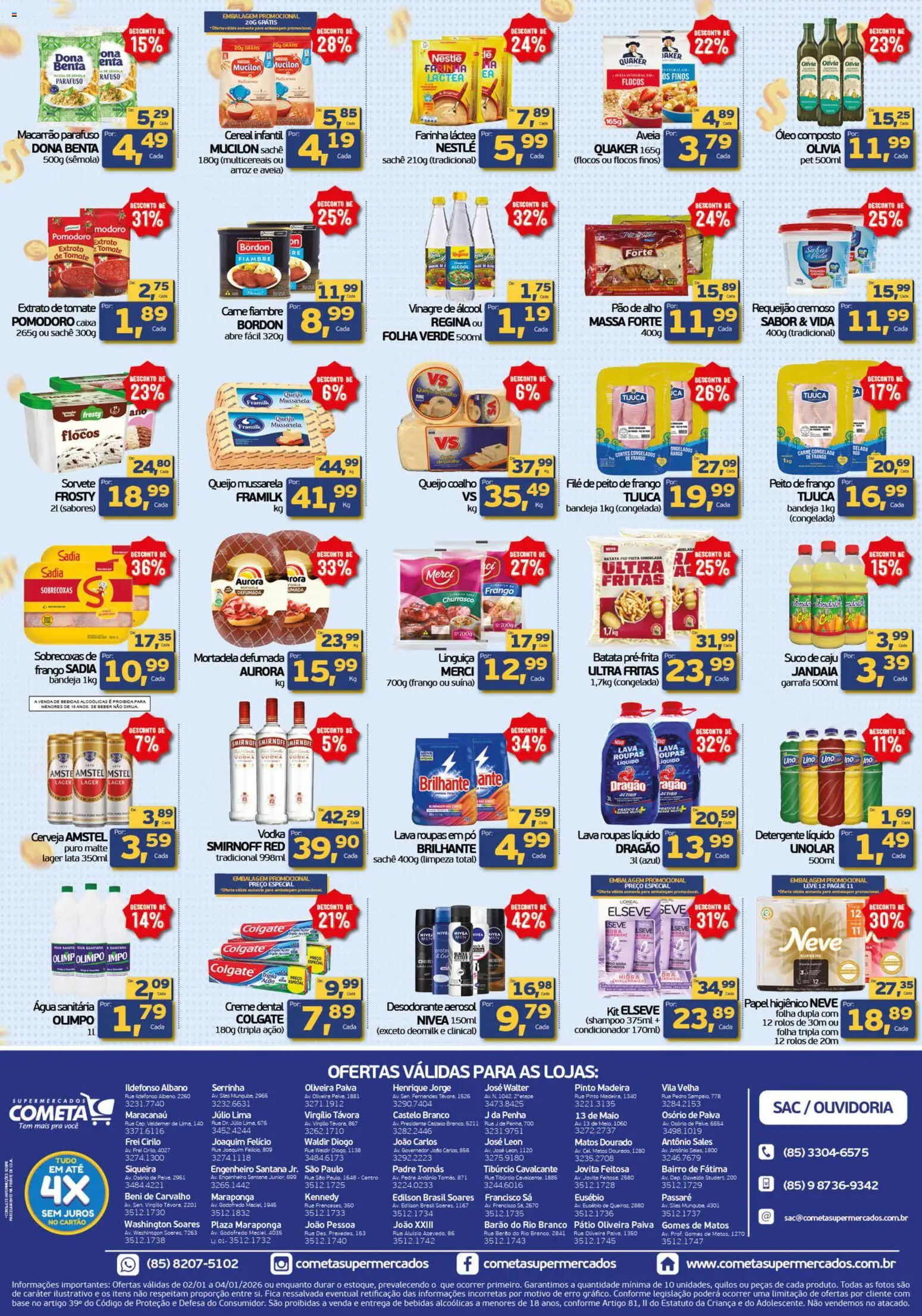 Cometa Supermercados Folheto - válido de 02.01.2026 | Página: 2 | Produtos: Pao de alho, Queijo coalho, Roupas, Flocos
