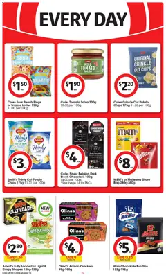 Preview of Coles catalogue  - valid from 22.04.2026 | Page: 24 | Products: Crackers, Sour cream, Chips, Peach