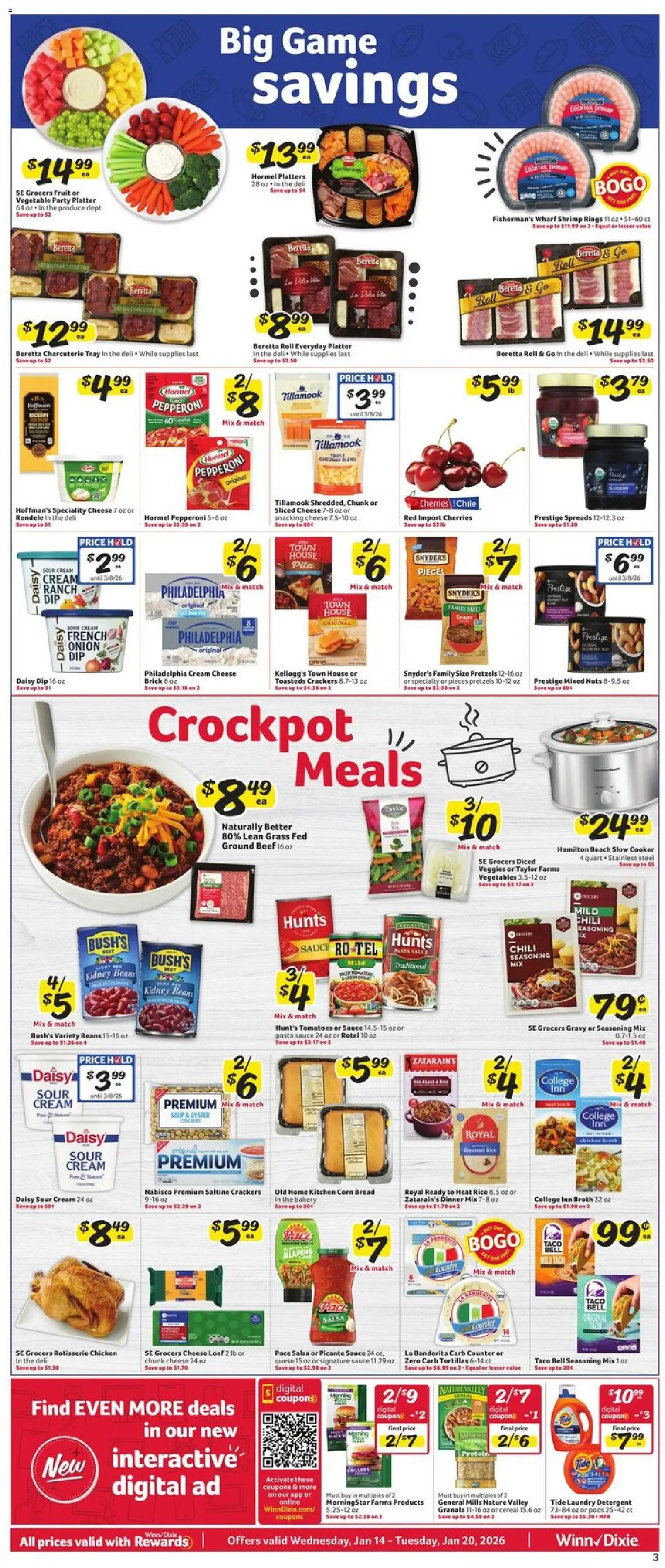 Winn Dixie Weekly Circular - GA - valid from 14.01.2026 | Page: 3 | Products: Cooker, Cheese, Beef, Detergent