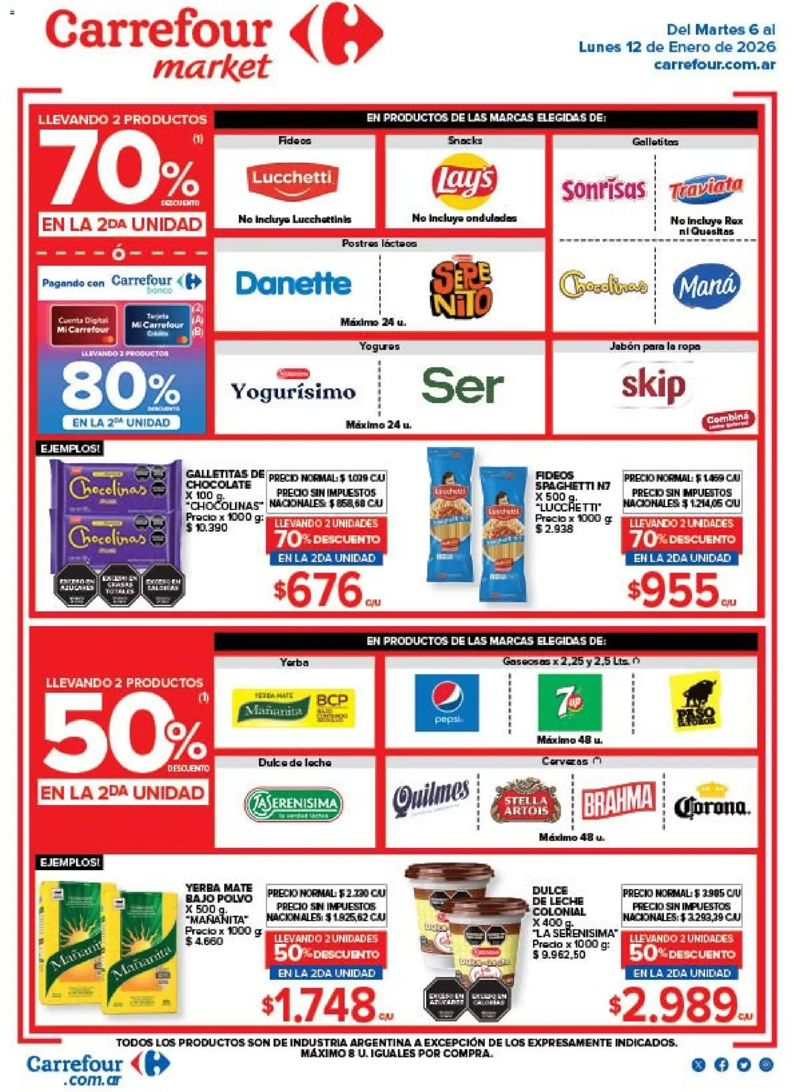 Carrefour Market catálogo │ válido desde el 06.01.2026 | Página: 1 | Productos: Yerba, Jabón, Ropa, Fideos