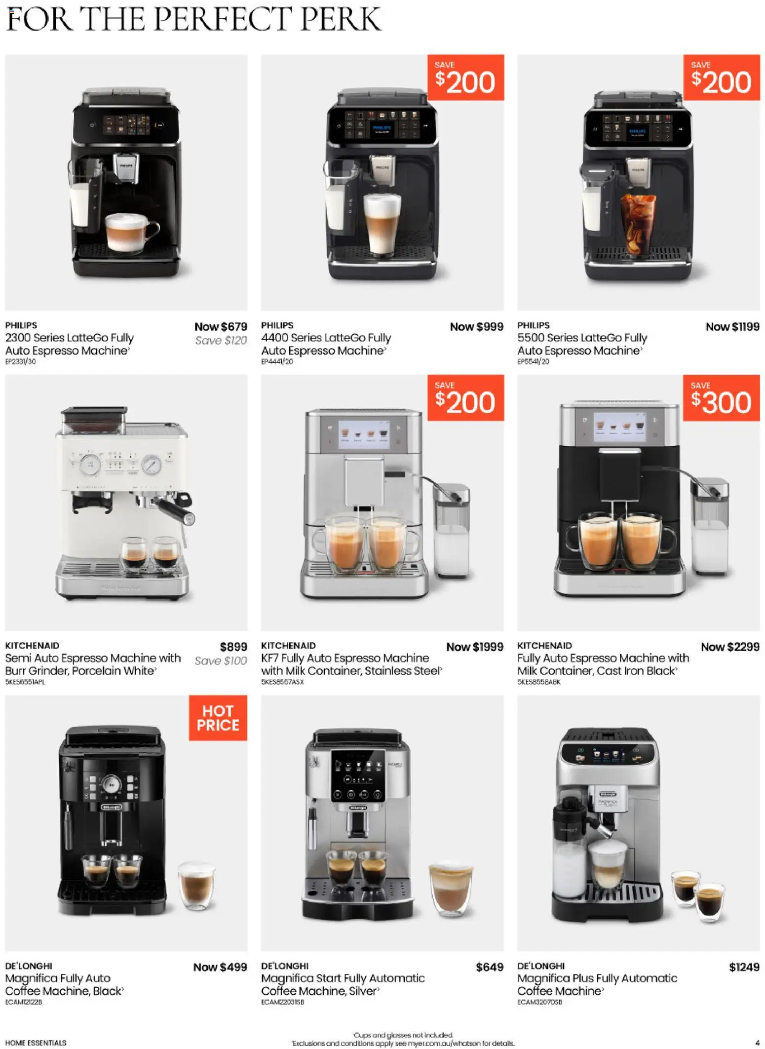 Myer catalogue - valid from 10.02.2026 | Page: 4 | Products: Milk, Glasses, Iron, Espresso machine