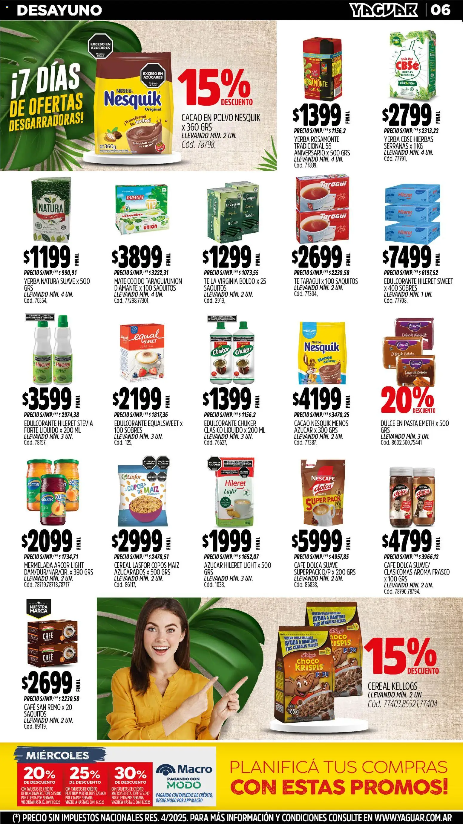 Yaguar - Chaco │ válido desde el 10.11.2025 | Página: 6 | Productos: Edulcorante, Frasco, Mermelada, Pasta