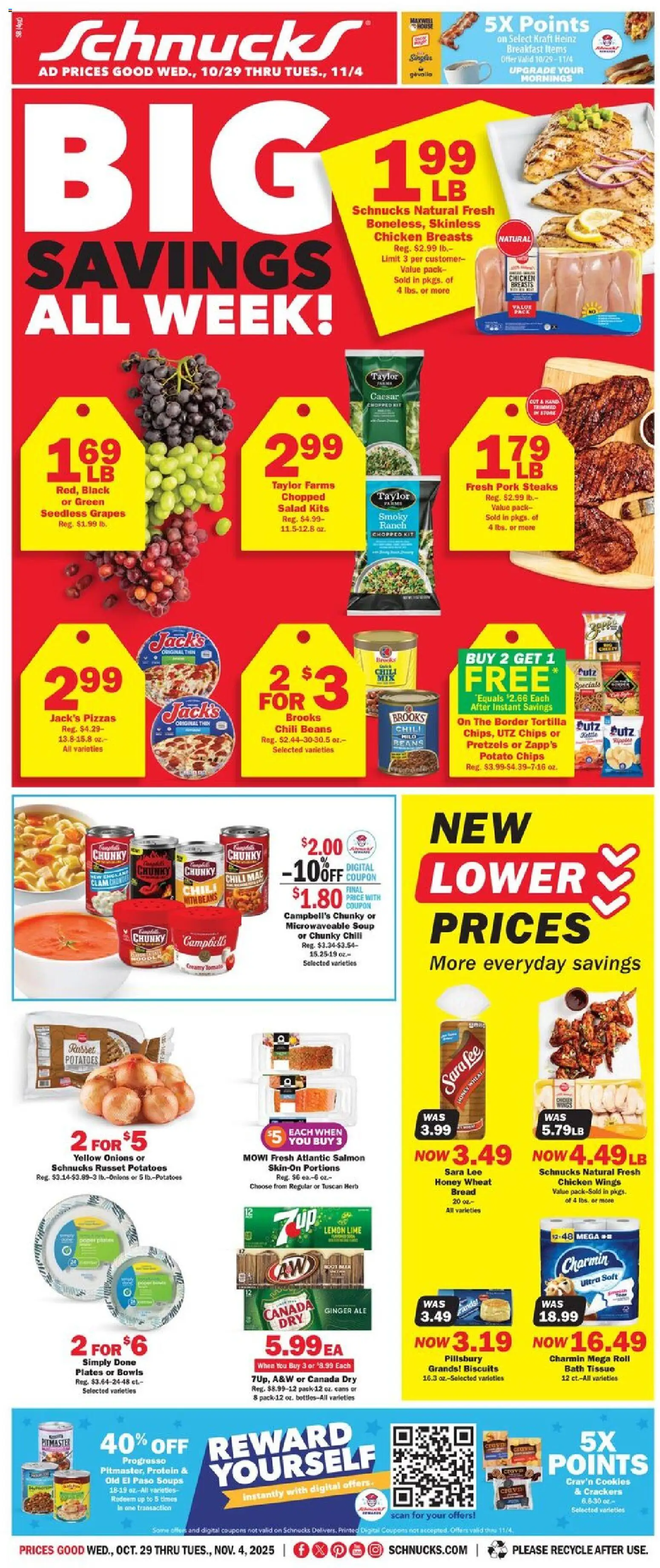 Schnucks Weekly Print Ad - IL - valid from 29.10.2025 | Page: 1 | Products: Pork, Salad, Potatoes, Grapes