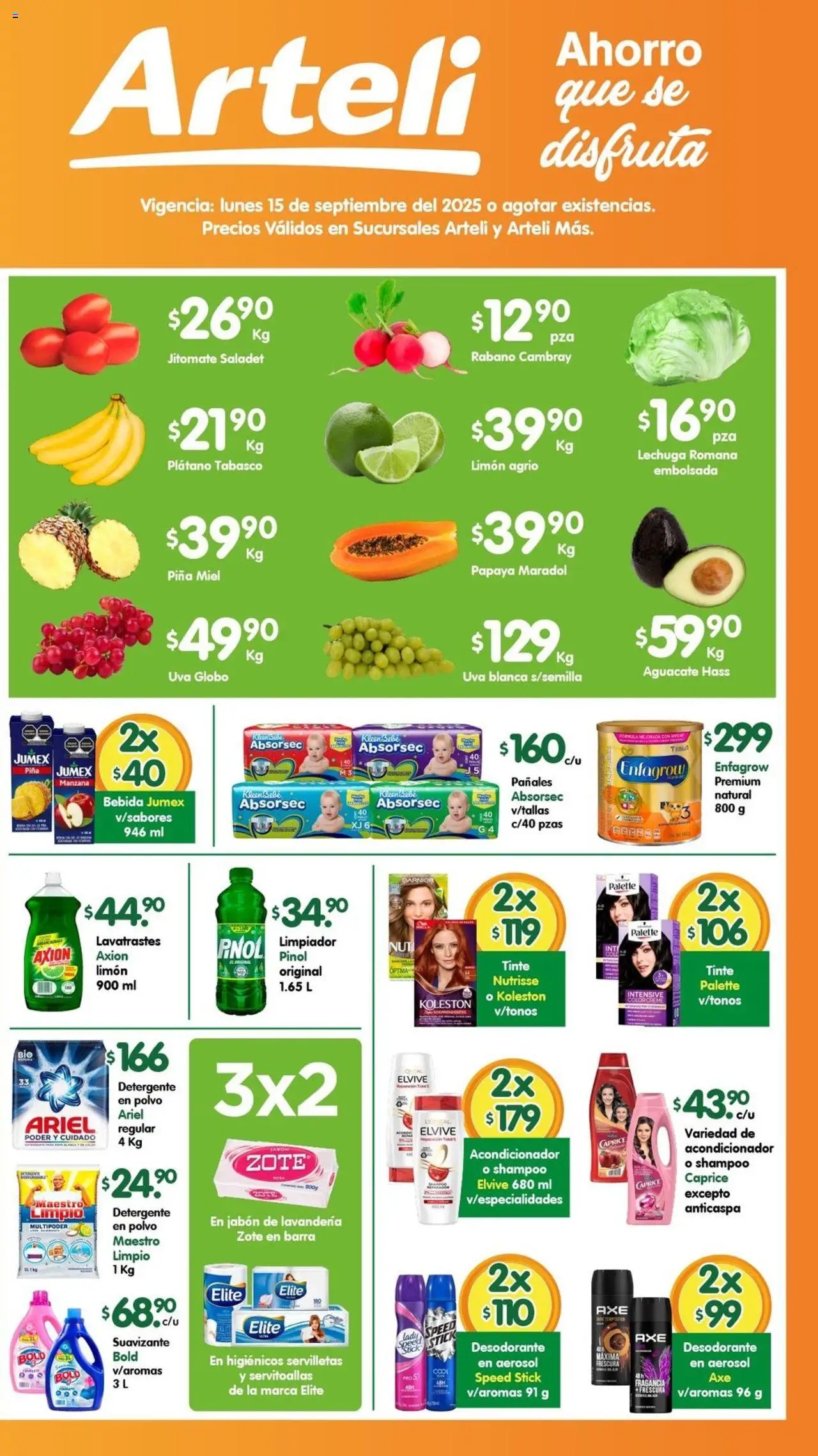 Nuevas ofertas de Arteli válidas en toda la República Mexicana desde el 15.09.2025. ¡Encuentra las mejores ofertas en Arteli - Folleto Tuxpan! | Página: 2 | Productos: Uva, Pañales, Barra, Acondicionador