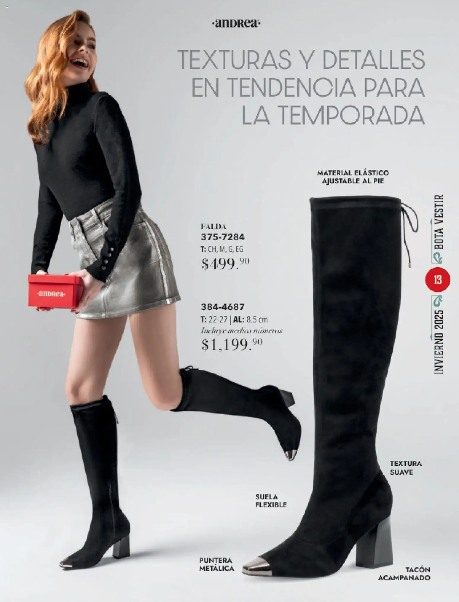 Nuevas ofertas de Andrea válidas en toda la República Mexicana desde el 26.11.2025. ¡Encuentra las mejores ofertas en Andrea catálogo Invierno! | Página: 13 | Productos: Flexible, Falda
