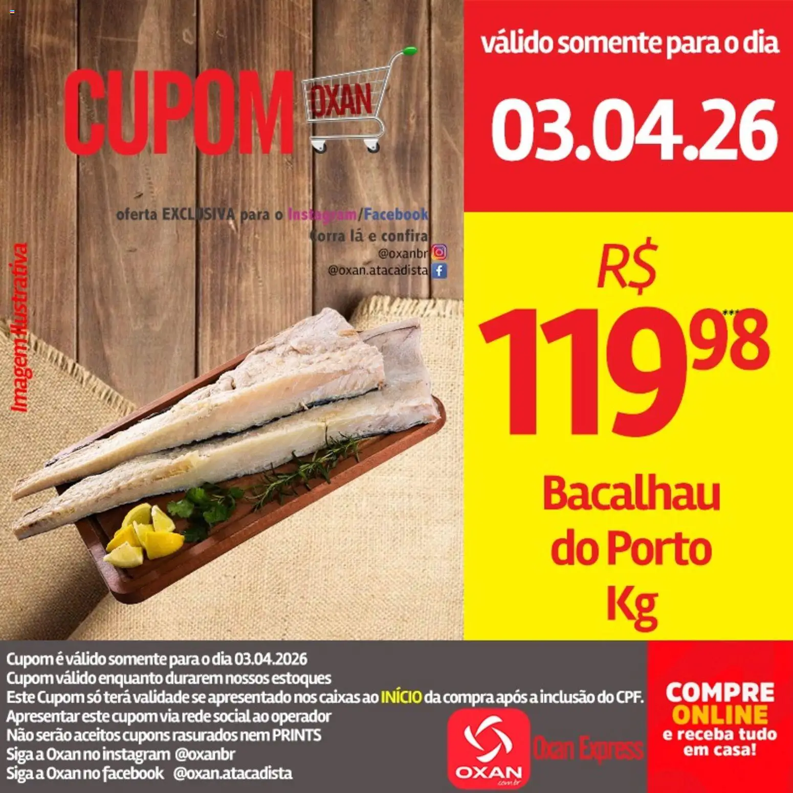 Oxan Atacadista Folheto - válido de 03.04.2026 | Página: 1 | Produtos: Bacalhau