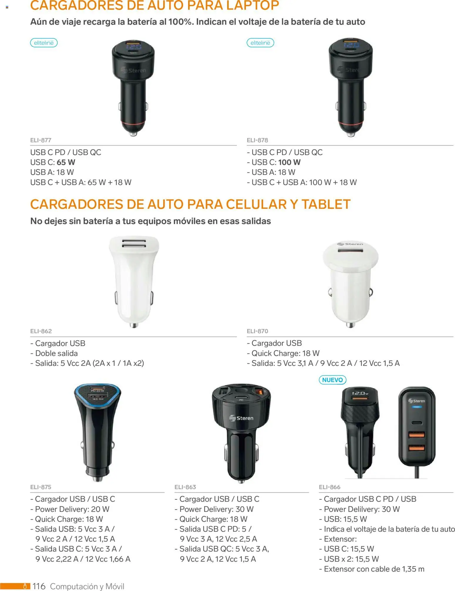 Nuevas ofertas de Steren válidas en toda la República Mexicana desde el 01.01.2026. ¡Encuentra las mejores ofertas en Steren catálogo! | Página: 128 | Productos: Usb, Movil, Cargador, Batería