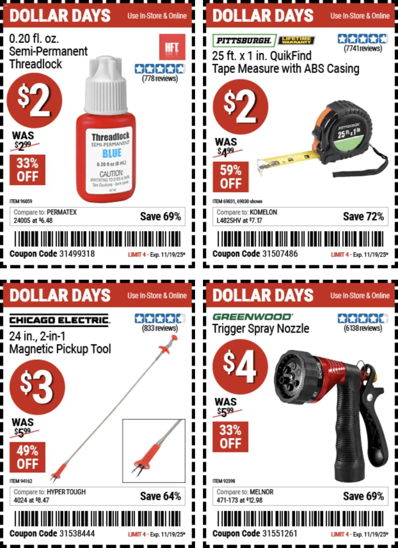 Harbor Freight Dollar Days - valid from 06.11.2025 | Page: 3 | Products: Tape Measure