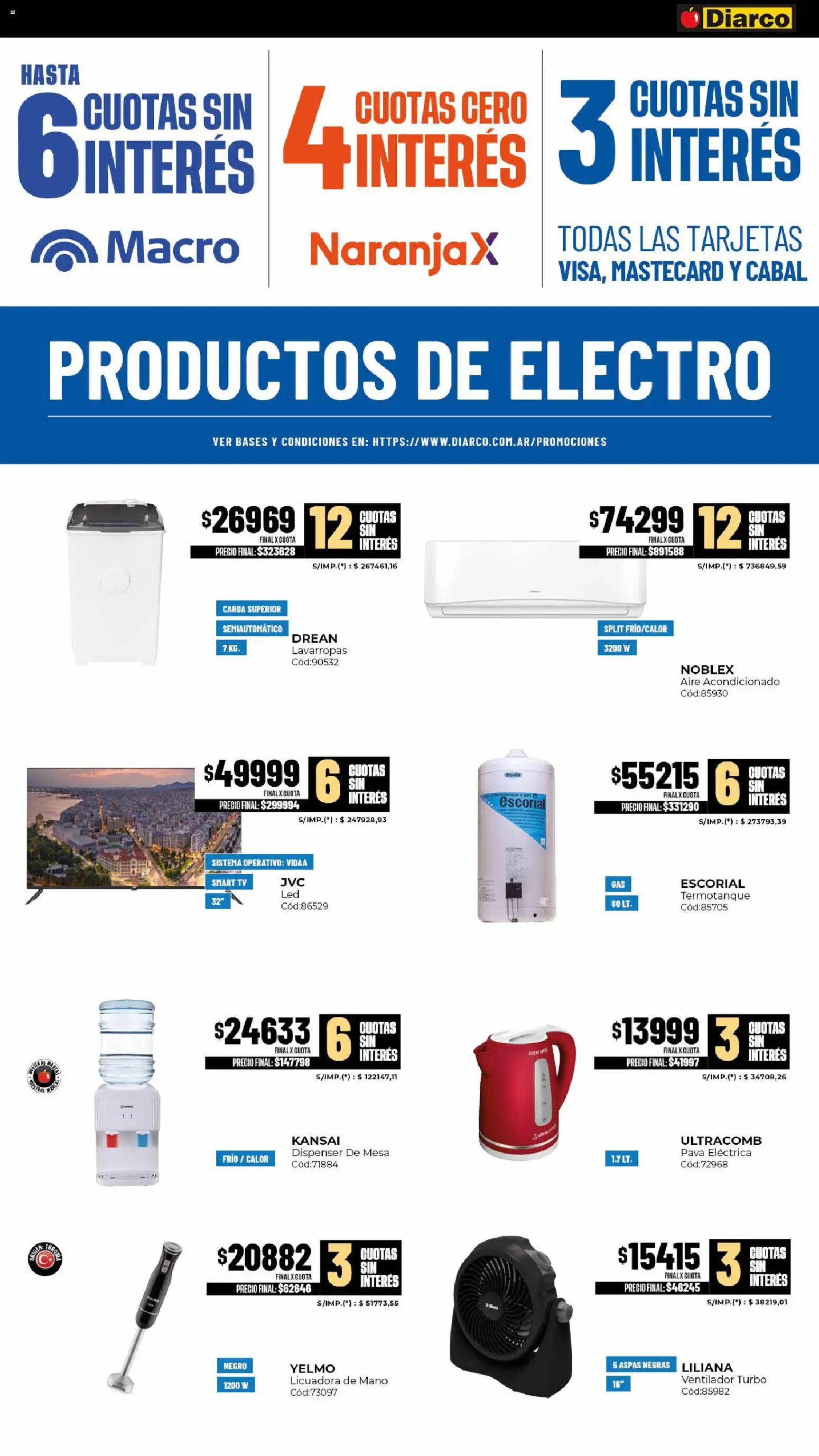 Diarco - Ofertas Hogar, Bazar Y Electro │ válido desde el 20.10.2025 | Página: 3 | Productos: Aire acondicionado, Pava, Mesa, Lavarropas