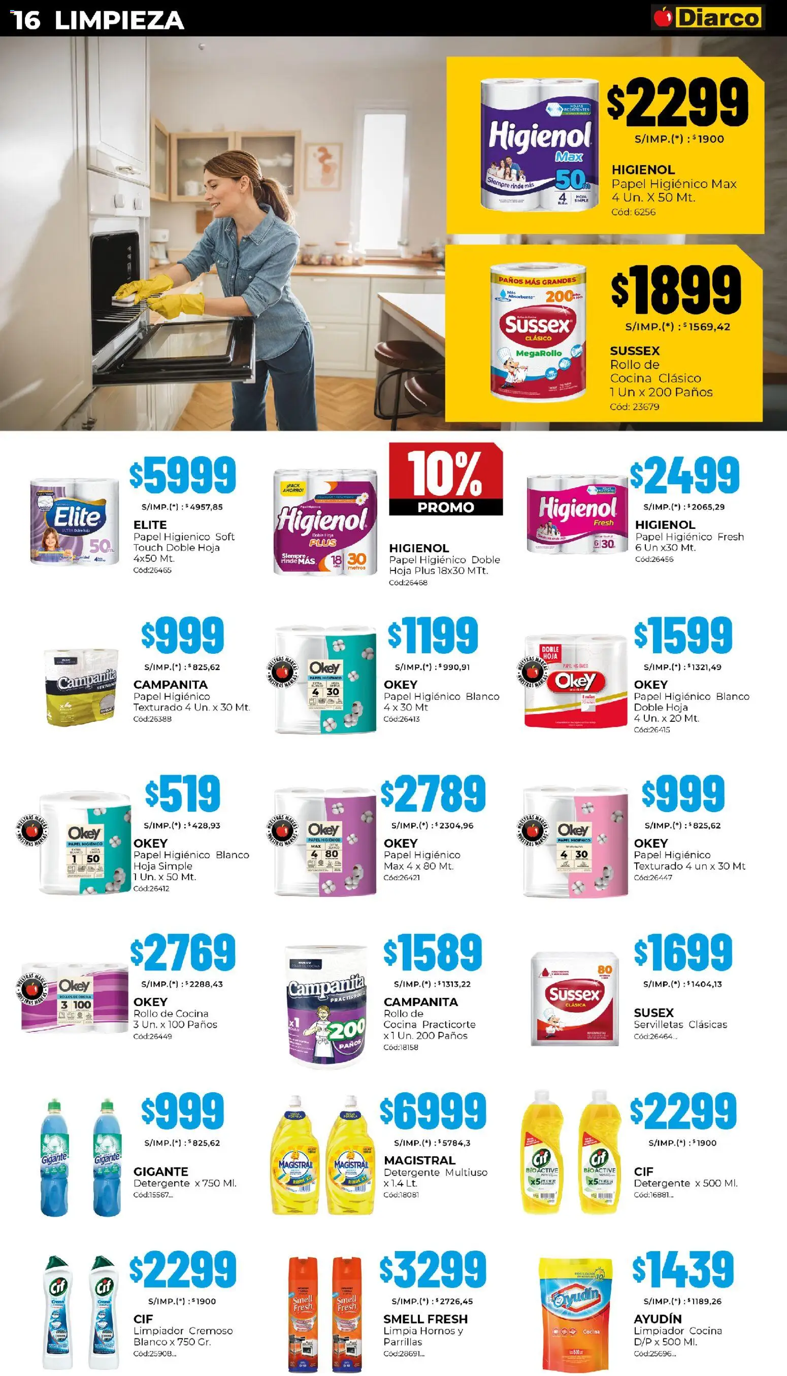 Diarco - Ofertas Interior │ válido desde el 27.10.2025 | Página: 16 | Productos: Papel higiénico, Pollo, Detergente, Limpiador