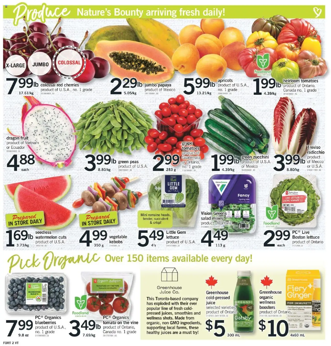 Fortinos flyer valid from 29.05.2025 | Page: 3 | Products: Salad, Juice, Tomatoes