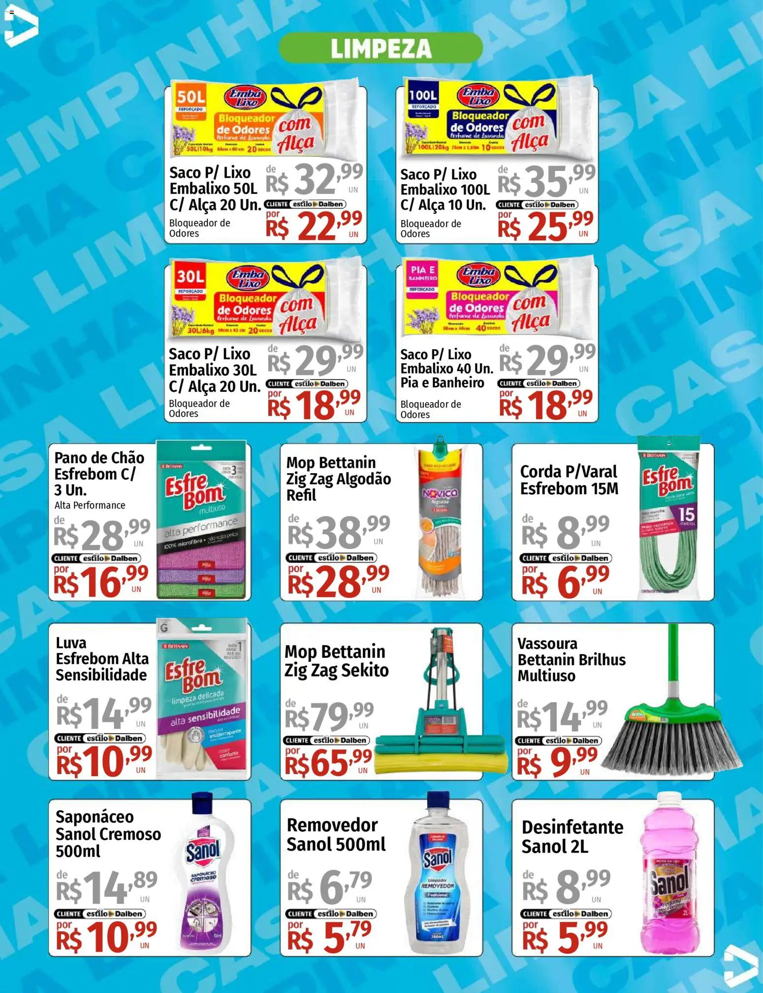 Supermercado Dalben Folheto - válido de 27.10.2025 | Página: 3 | Produtos: Mop, Saponáceo, Pia, Vassoura