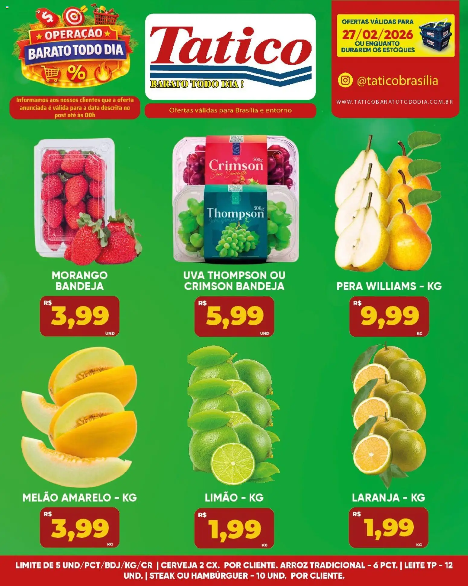 Tatico Folheto - válido de 27.02.2026 | Página: 11 | Produtos: Leite, Cerveja, Arroz, Hambúrguer