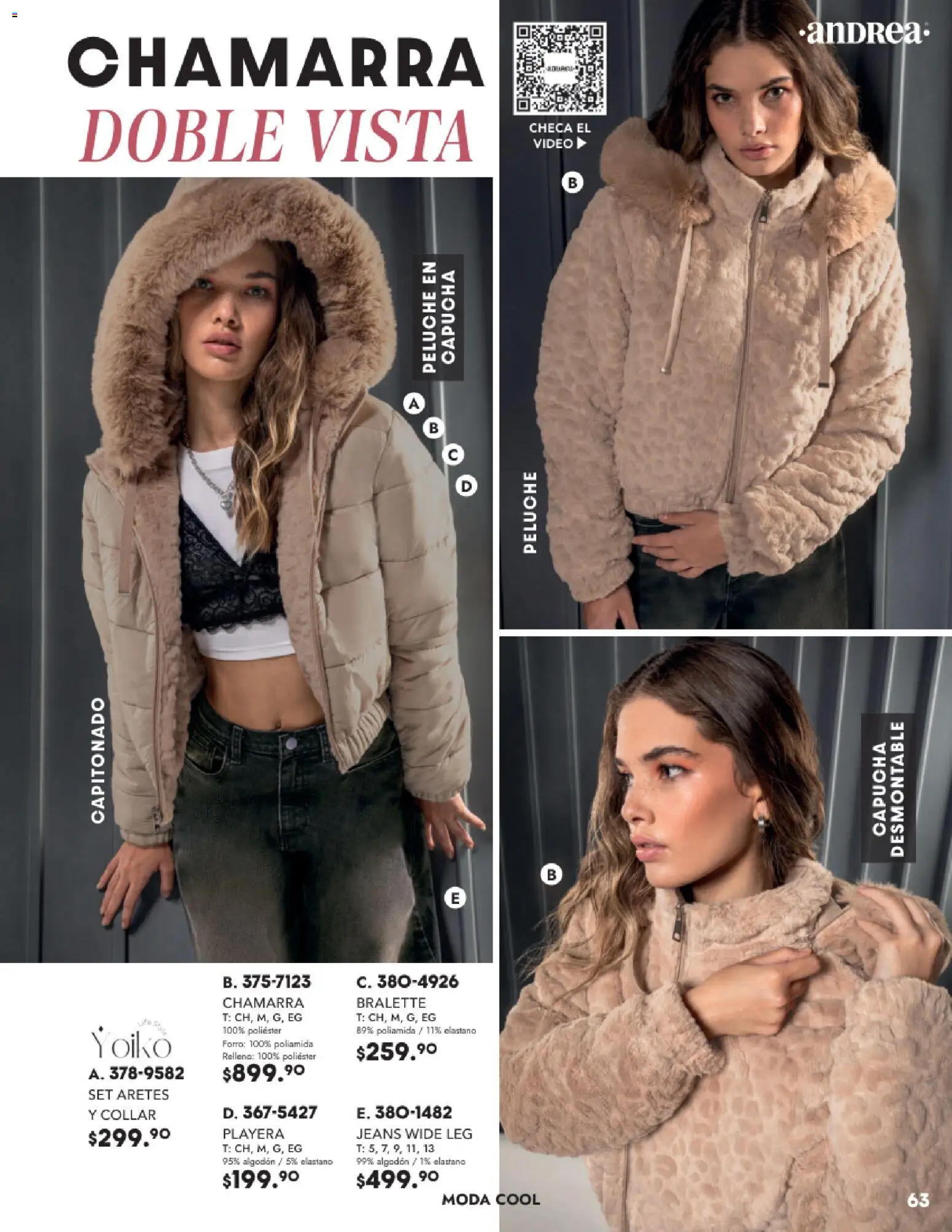 Nuevas ofertas de Andrea válidas en toda la República Mexicana desde el 26.11.2025. ¡Encuentra las mejores ofertas en Andrea catálogo Vestir! | Página: 63 | Productos: Chamarra, Algodón, Playera, Aretes