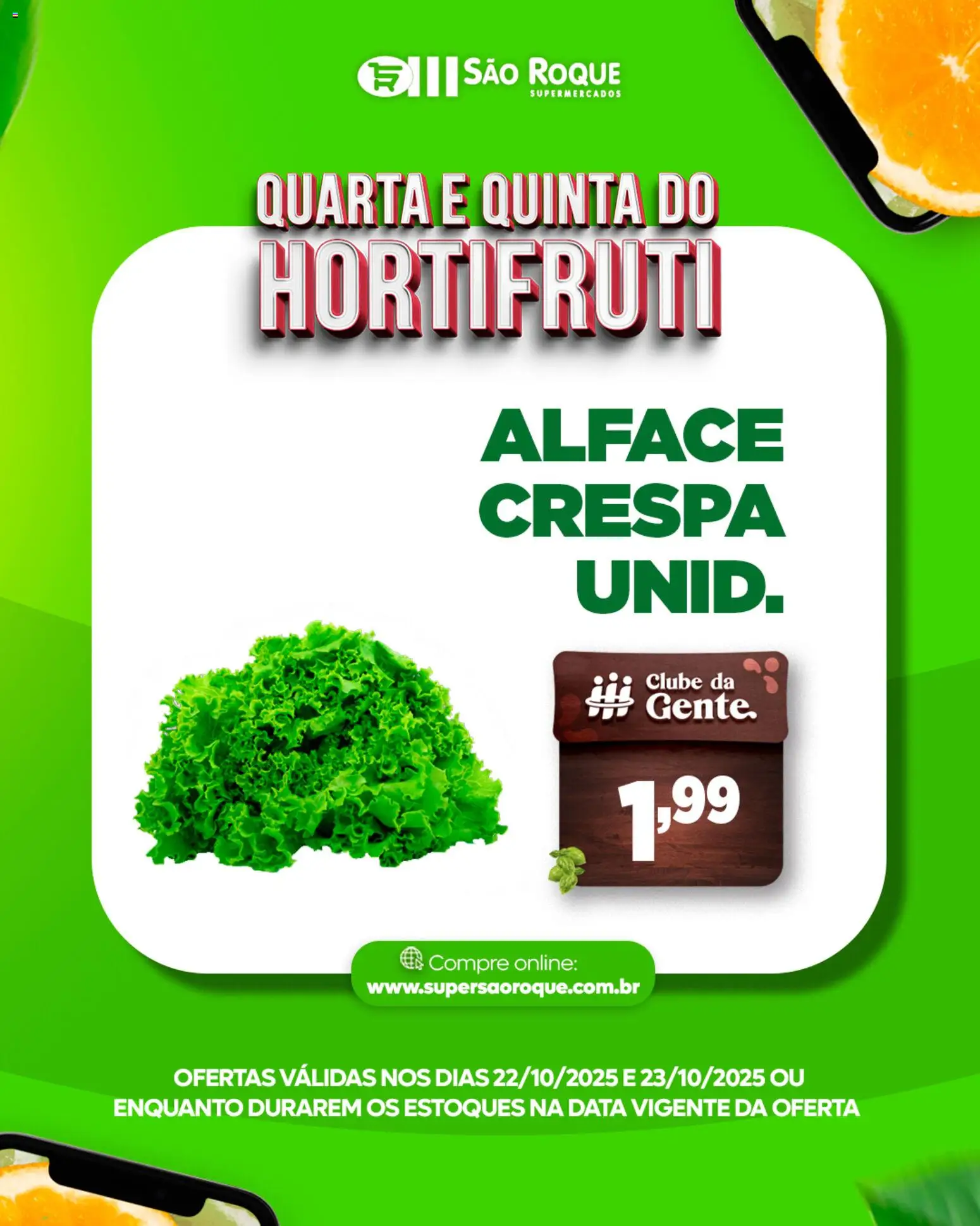 São Roque Supermercados Folheto - válido de 22.10.2025 | Página: 2 | Produtos: Alface