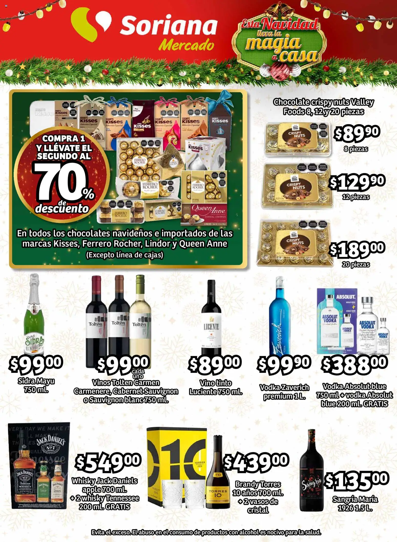 Nuevas ofertas de Soriana válidas en toda la República Mexicana desde el 27.11.2025. ¡Encuentra las mejores ofertas en Soriana - Pesito Valedor Mercado: Ags, Col, Gto, Jal, Mich! | Página: 10 | Productos: Whiskey, Chocolate, Vodka, Whisky