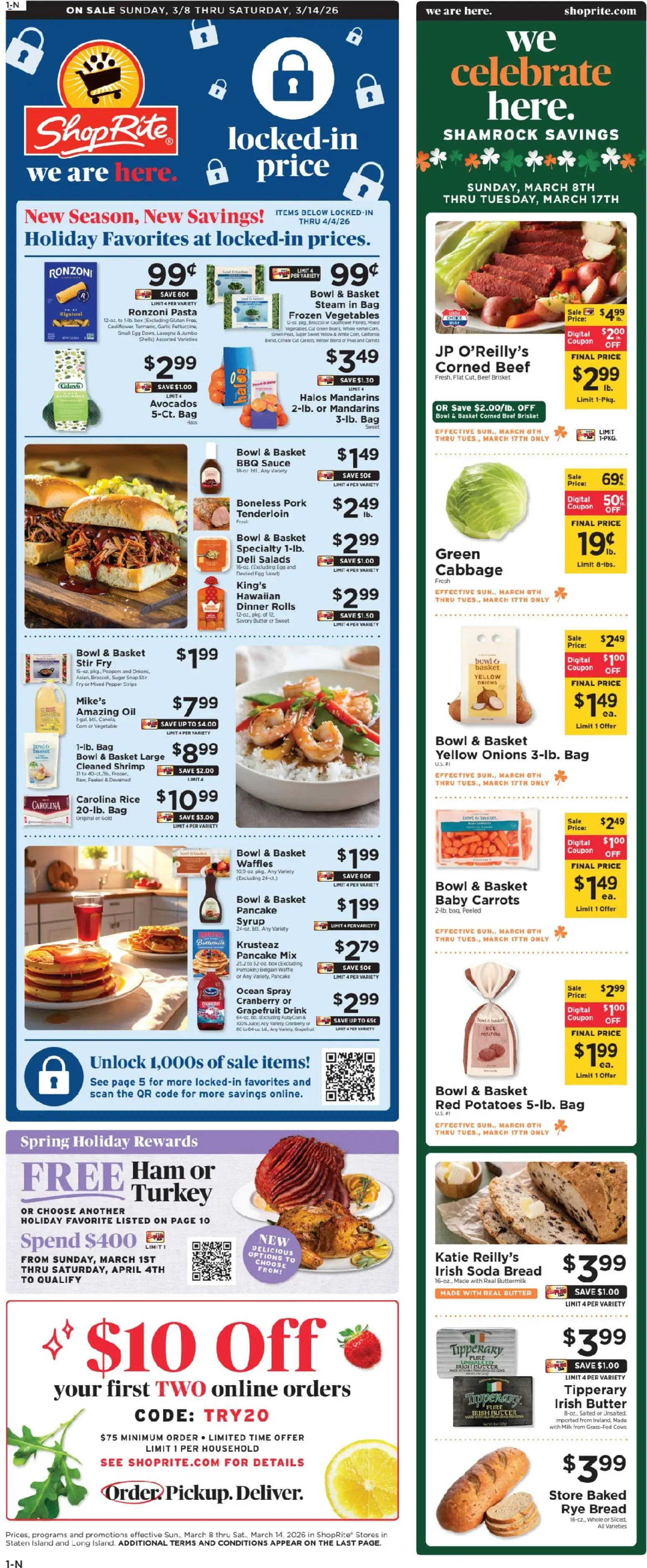 ShopRite Weekly Ad 2 - valid from 08.03.2026 | Page: 1 | Products: Juice, Grapefruit, Vegetables, Cabbage