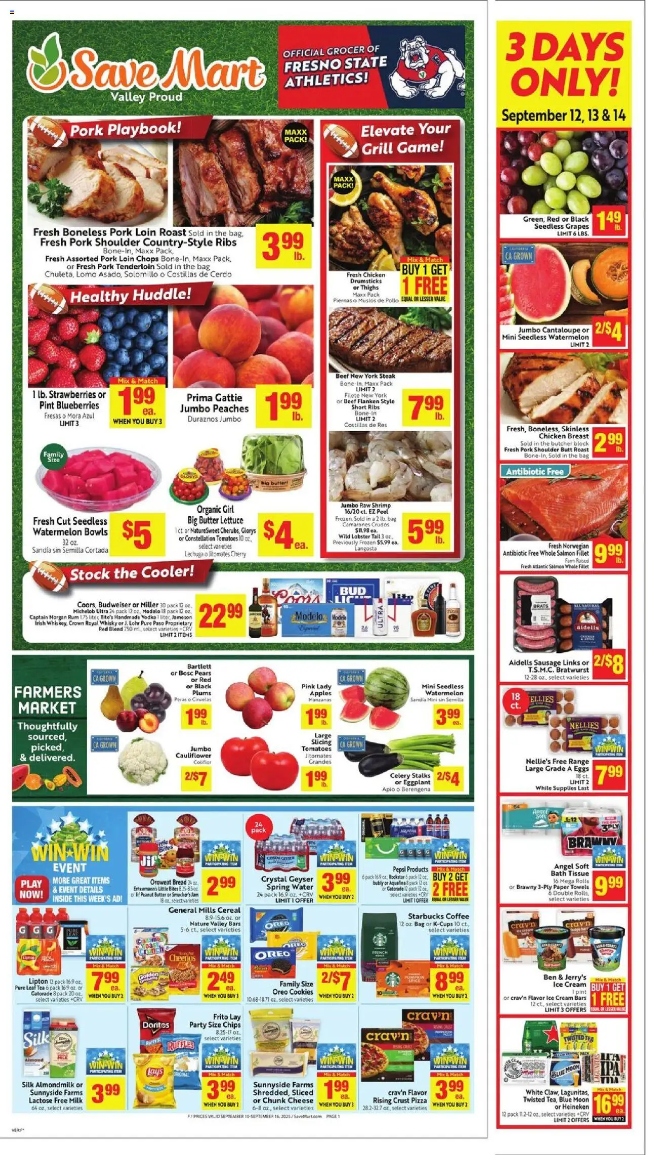 Save Mart Weekly Ad - valid from 10.09.2025 | Page: 1 | Products: Lettuce, Bath, Bread, Cream