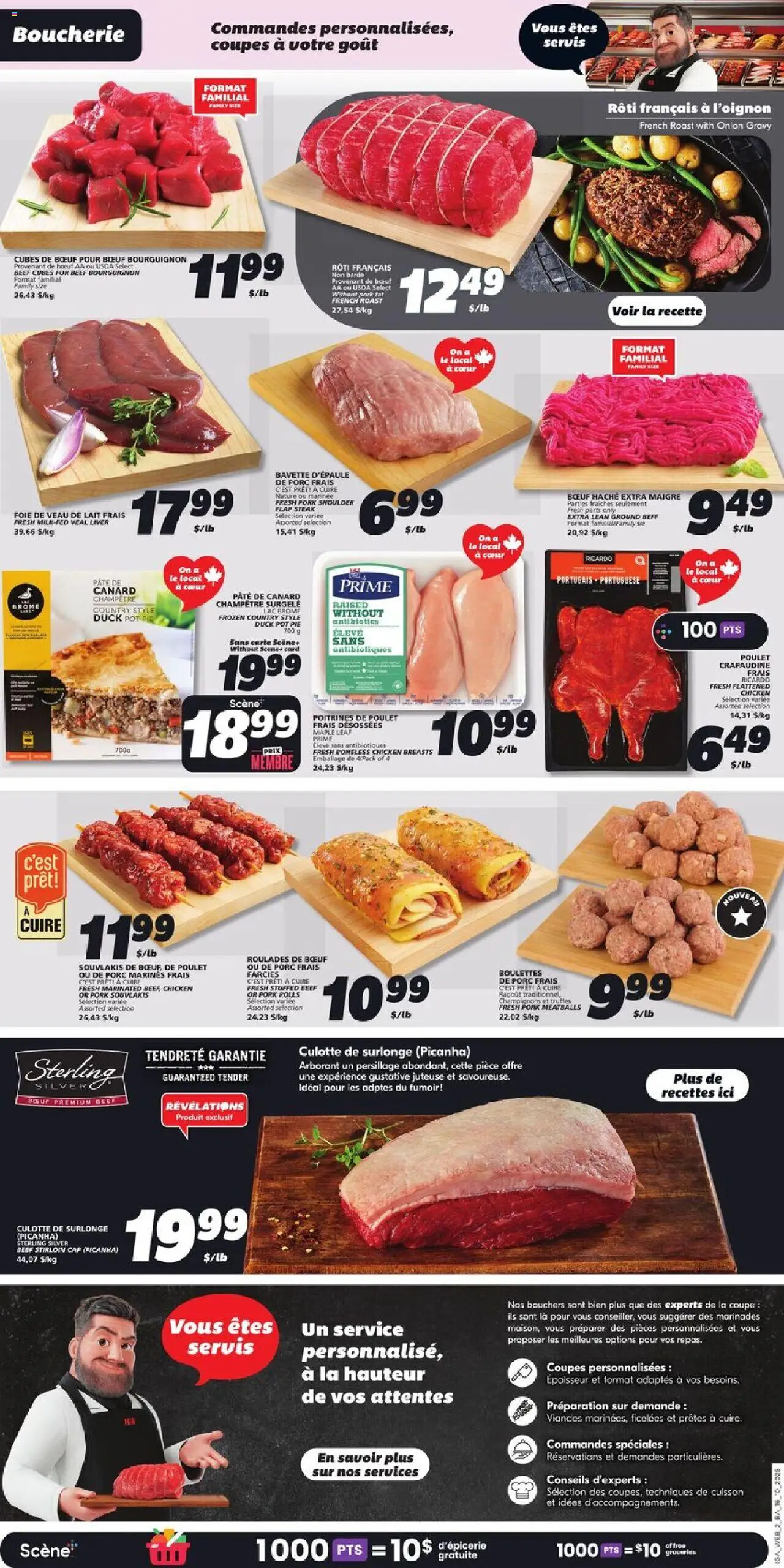 IGA flyer valid from 16.10.2025 | Page: 4 | Products: Beef, Cap, Chicken breasts, Pork