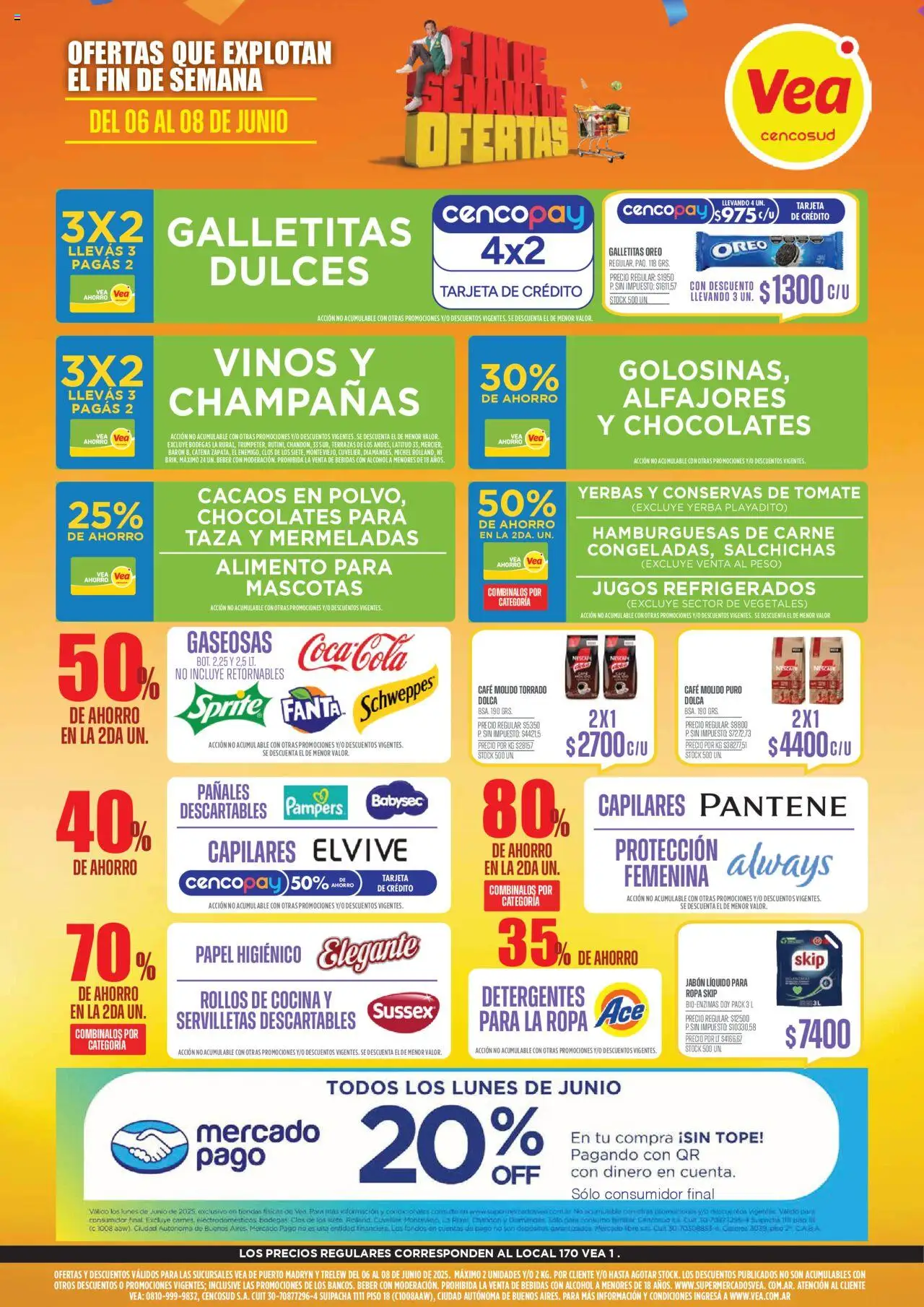 Vea - Ofertas fin de semana Chubut │ válido desde el 06.06.2025 | Página: 1 | Productos: Galletitas, Yerba, Jabón, Ropa