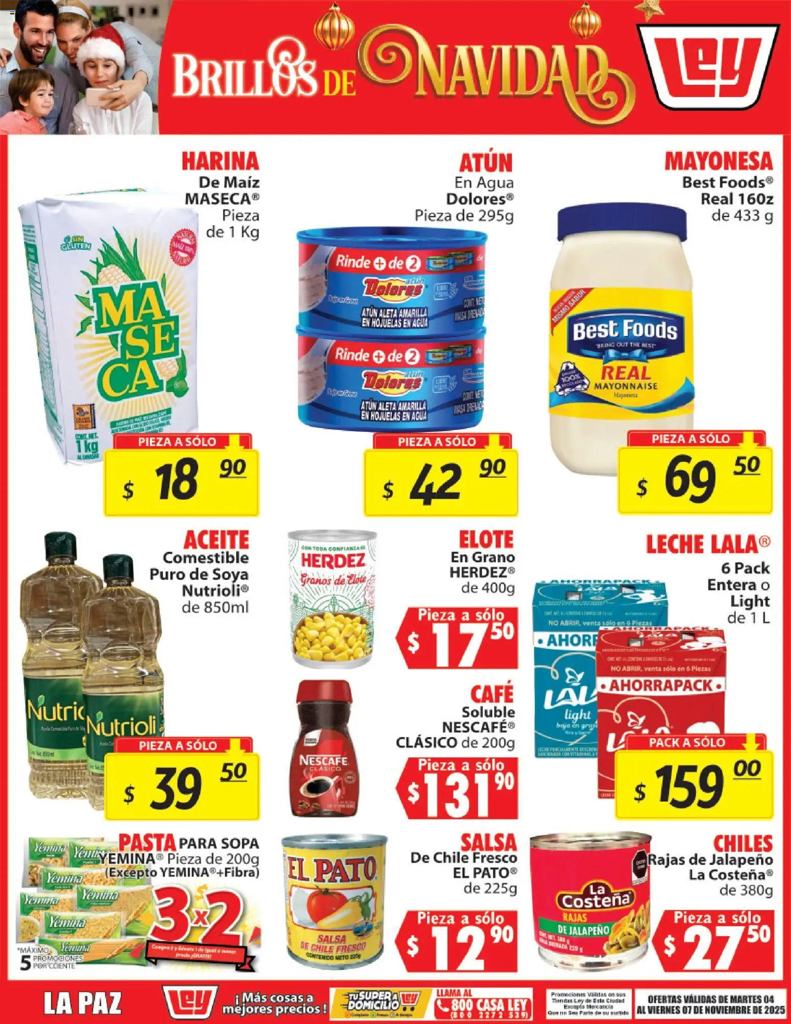 Nuevas ofertas de Casa Ley válidas en toda la República Mexicana desde el 04.11.2025. ¡Encuentra las mejores ofertas en Casa Ley folleto Brillos de Navidad! | Página: 1 | Productos: Maíz, Sopa, Agua, Leche