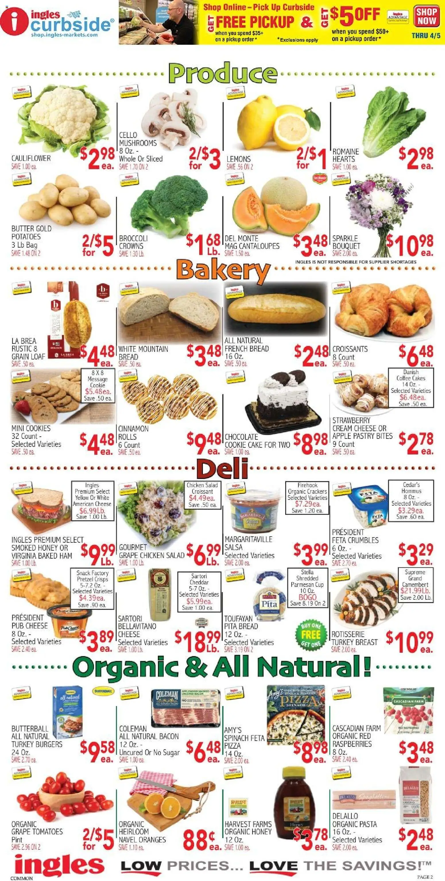 Ingles Weekly Ad - valid from 25.03.2026 | Page: 2 | Products: Bakery, Cantaloupes, Chocolate, Bag