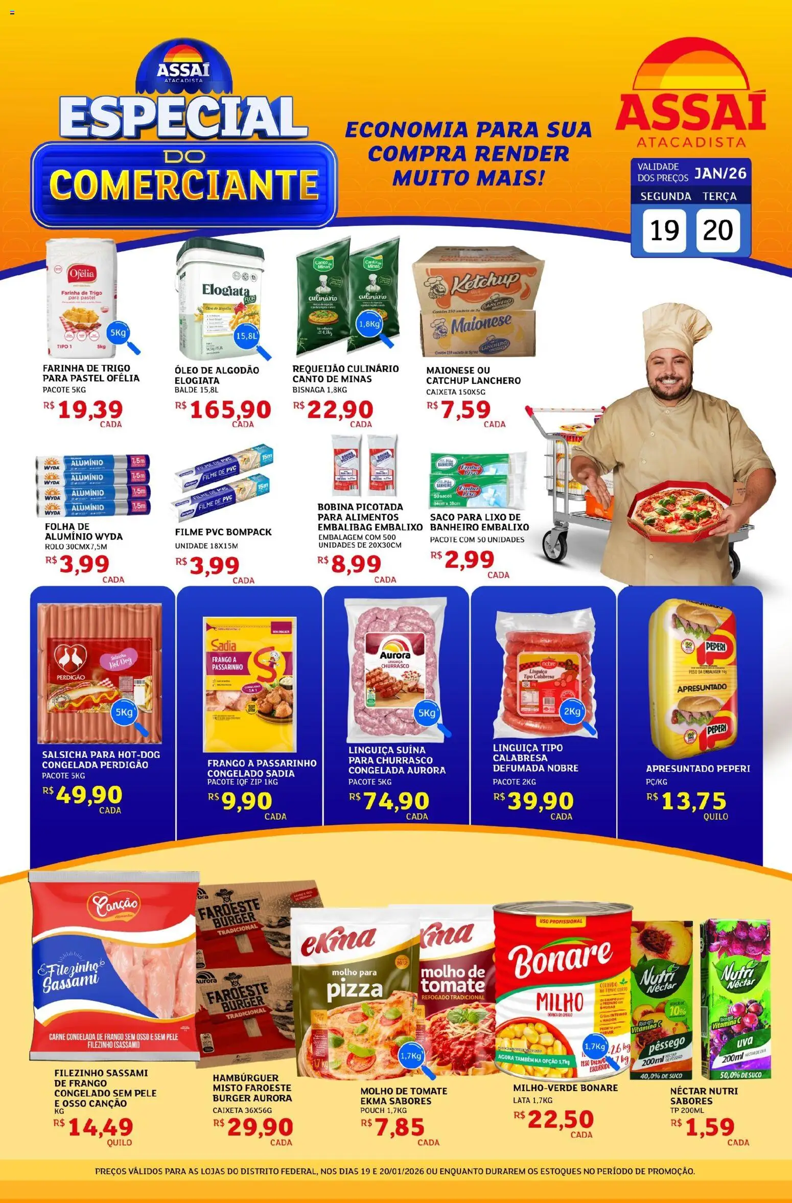 Assaí Atacadista Folheto - válido de 19.01.2026 | Página: 1 | Produtos: filme de PVC, Óleo, PC, Requeijão