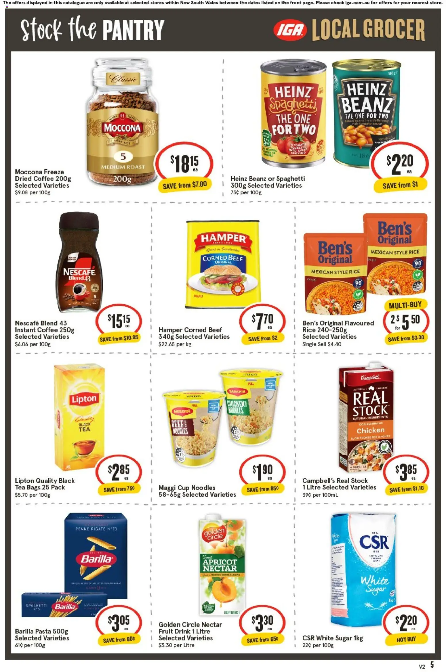 IGA catalogue - valid from 07.01.2026 | Page: 5 | Products: Coffee, Chicken, Rice, Beef