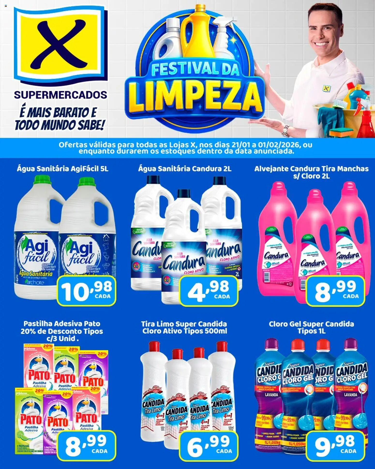X Supermercados Folheto - válido de 21.01.2026 | Página: 3 | Produtos: Cloro, Tira manchas, Alvejante, Água sanitária