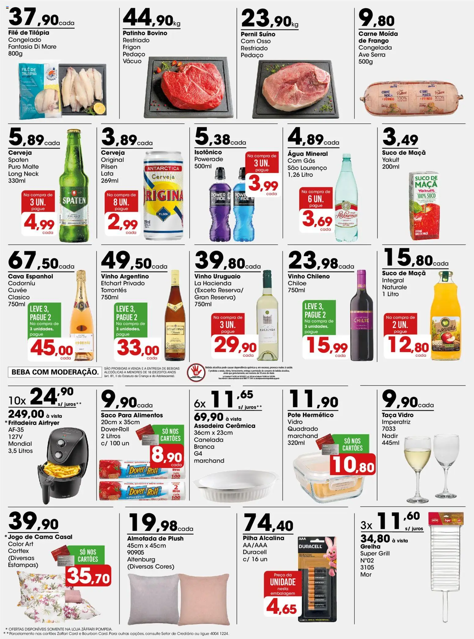 Zaffari Folheto - válido de 23.03.2026 | Página: 3 | Produtos: Tilápia, Suco, Bourbon, Água mineral