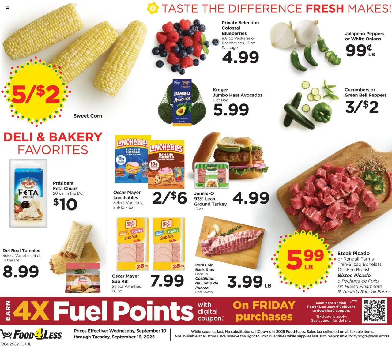 Food 4 Less Weekly Ad - valid from 10.09.2025 | Page: 7 | Products: Peppers, Jalapeno peppers, Cucumbers, Blueberries