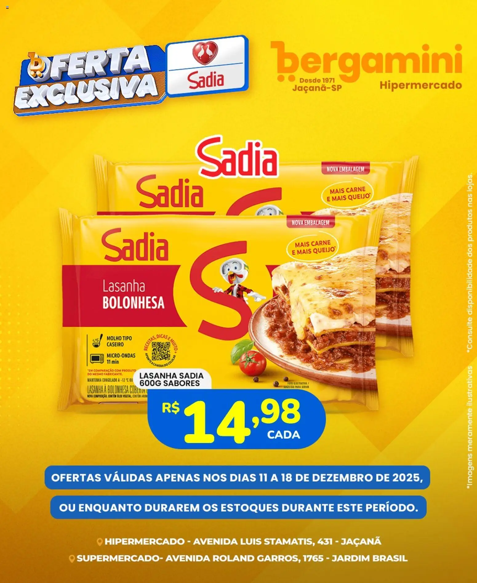 Supermercado Bergamini Folheto - válido de 11.12.2025 | Página: 5 | Produtos: Óleo, Microondas, Carne, Lasanha